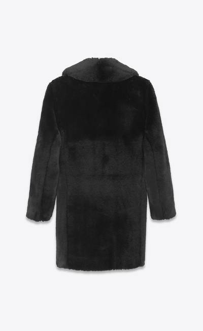 SAINT LAURENT double-breasted peacoat in animal-free fur outlook