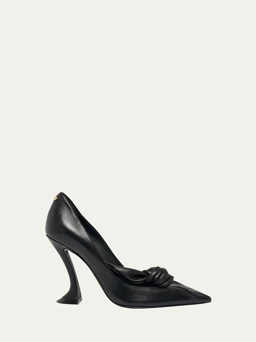 100mm Leather Bow Pumps - 1