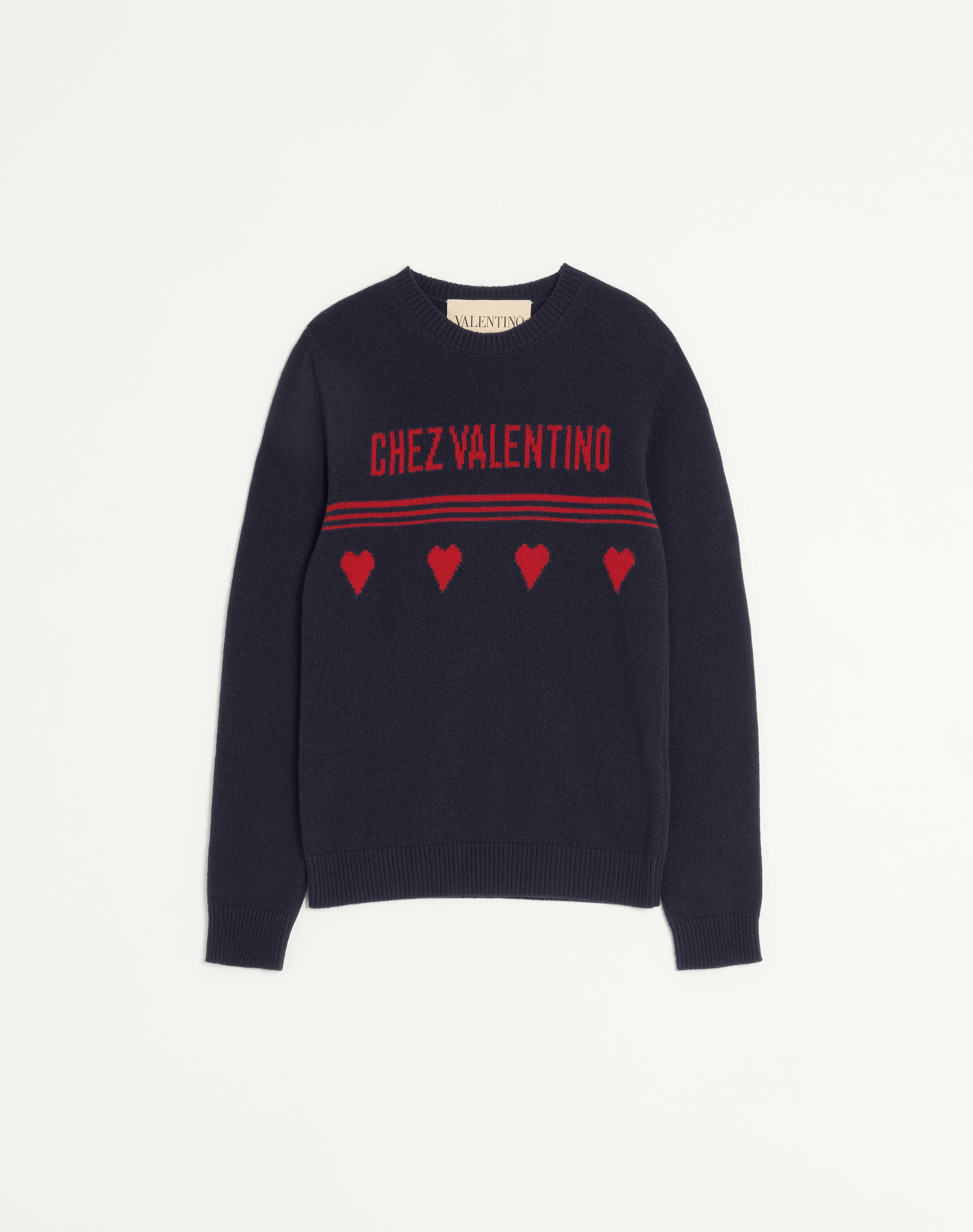 WOOL SWEATER WITH CHEZ VALENTINO JACQUARD MOTIF - 1