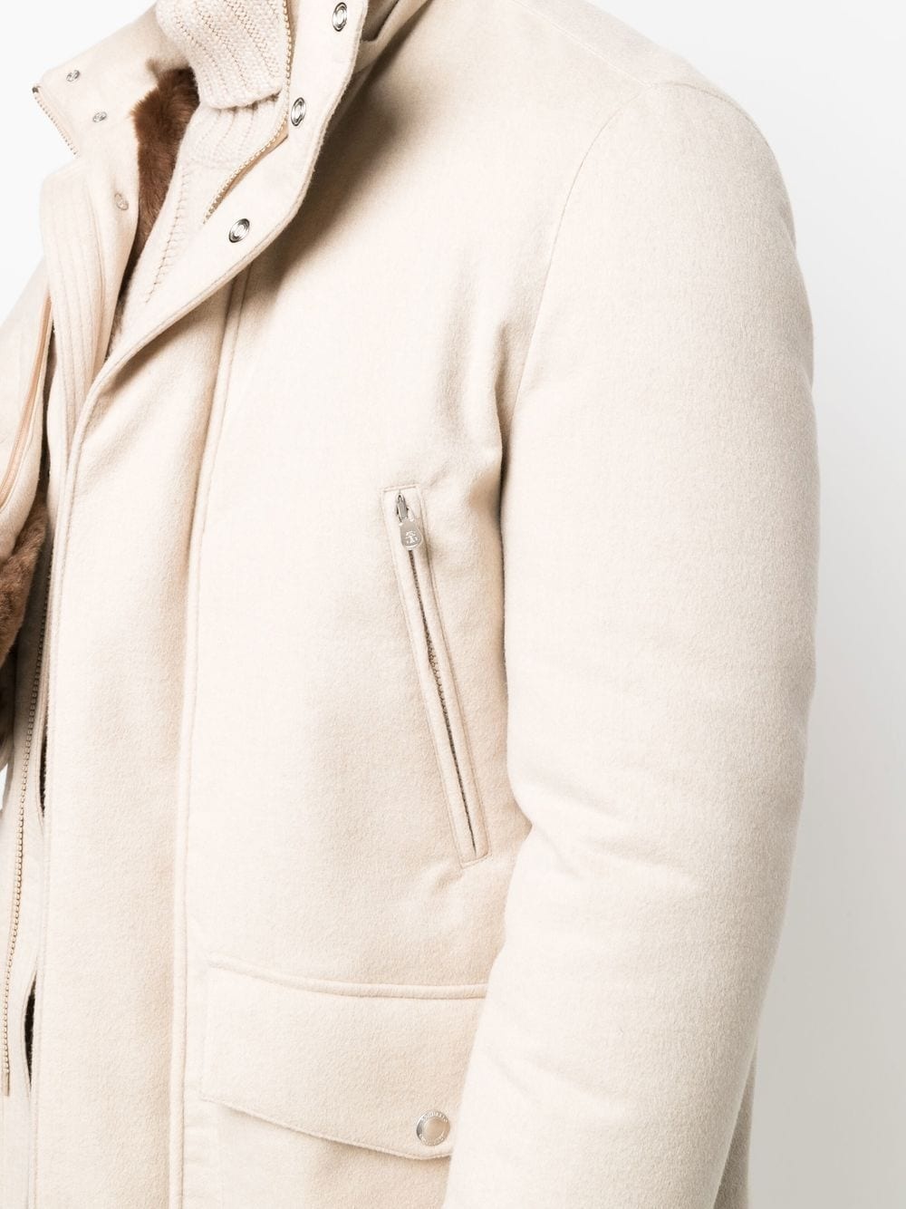 detachable-hooded detail coat - 5