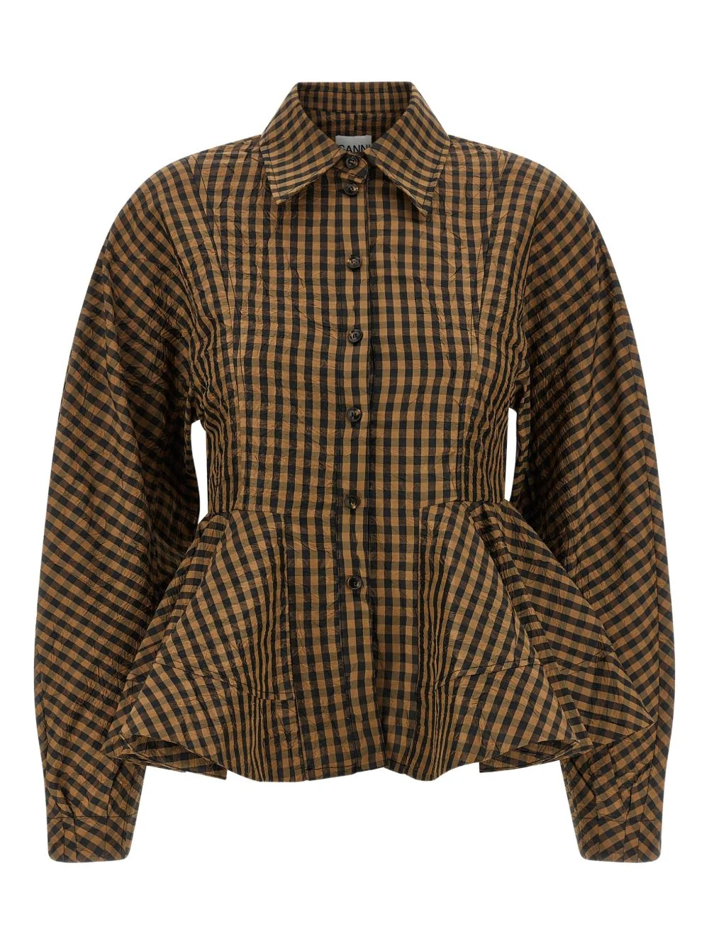 crinkled check-print shirt - 1