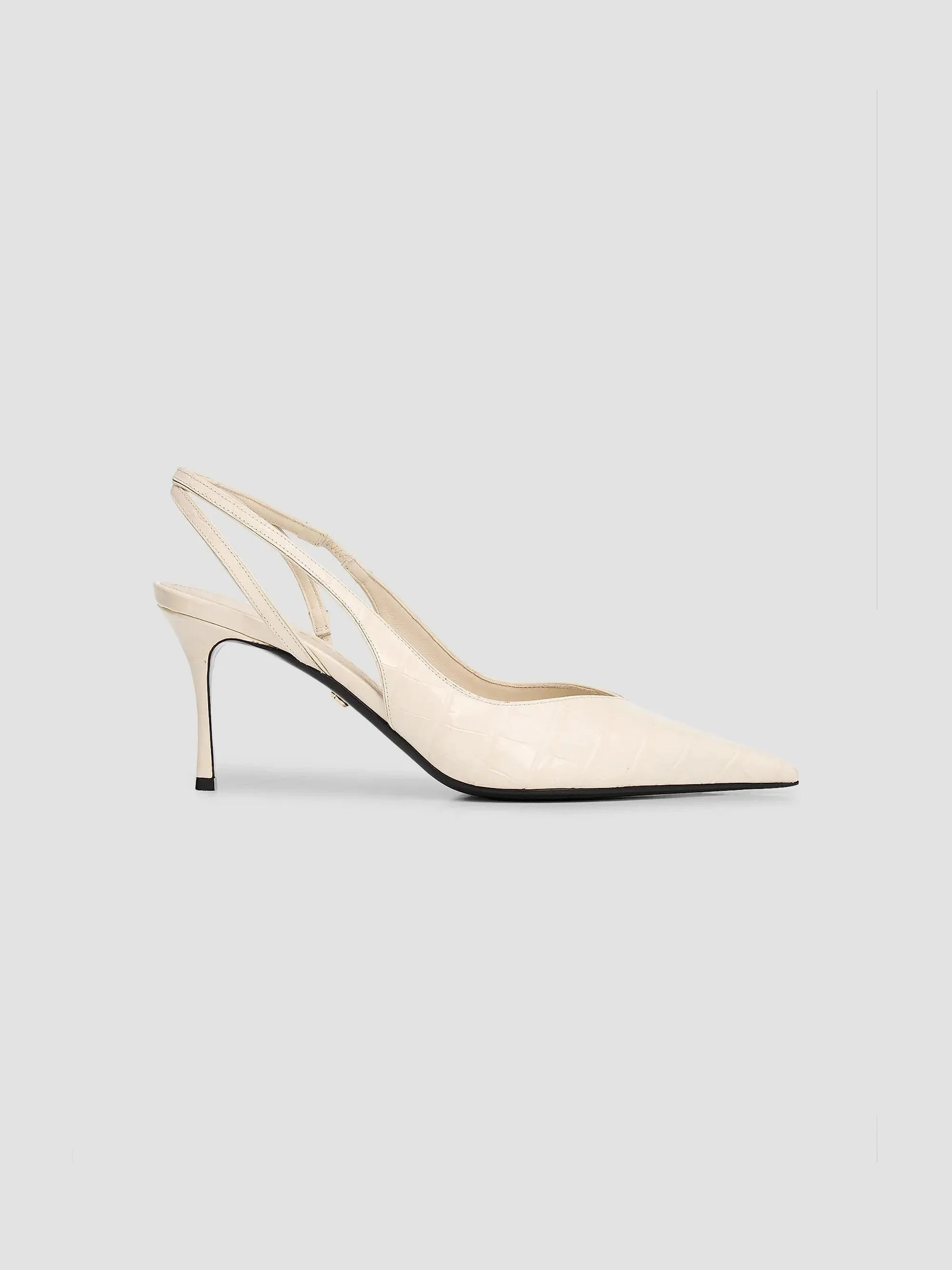 Women's Dafne 70MM Croc-Embossed Slingback Pumps - Mascarpone - 1
