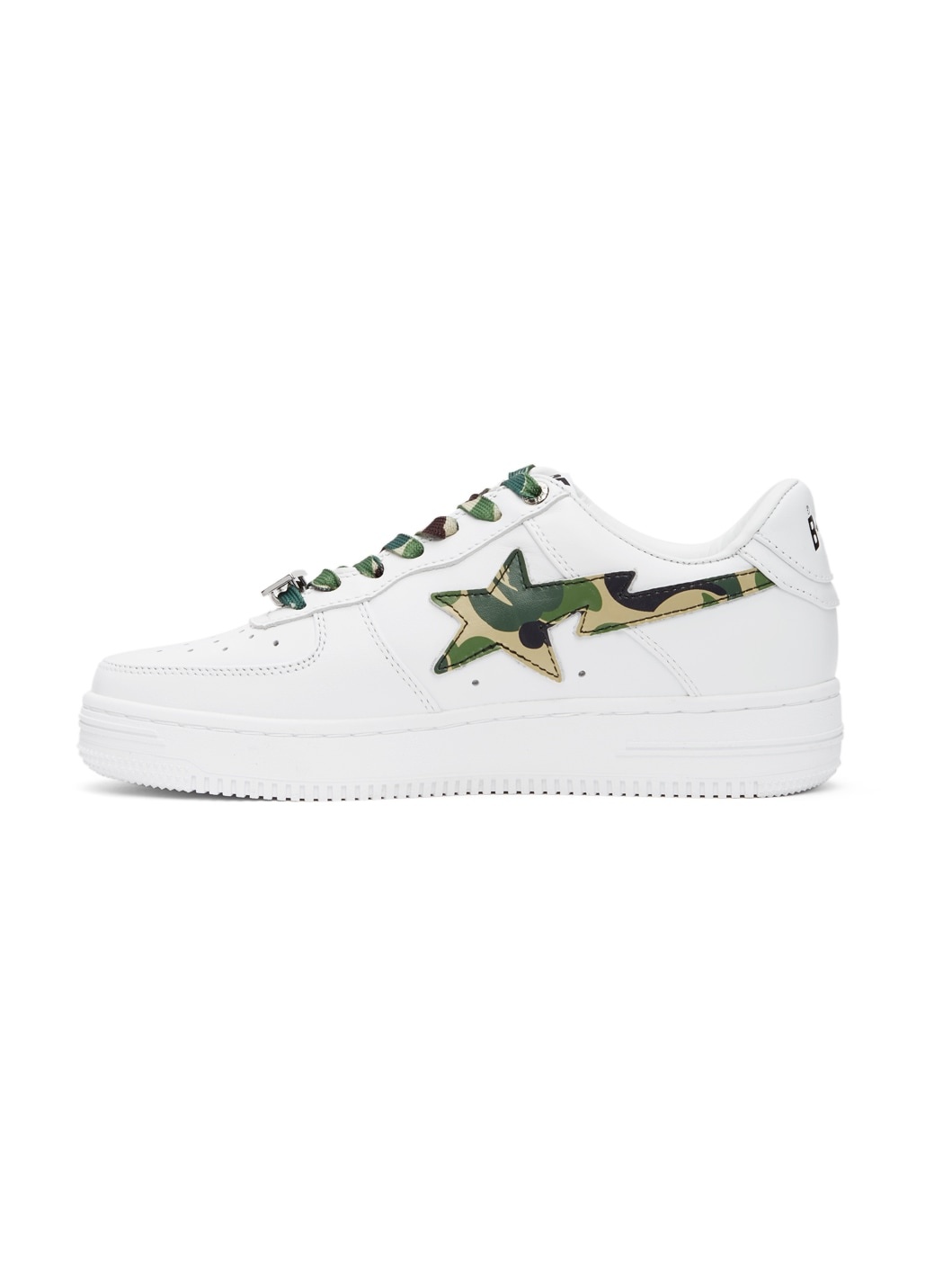 White & Green Camo Bapesta Low Sneakers - 3