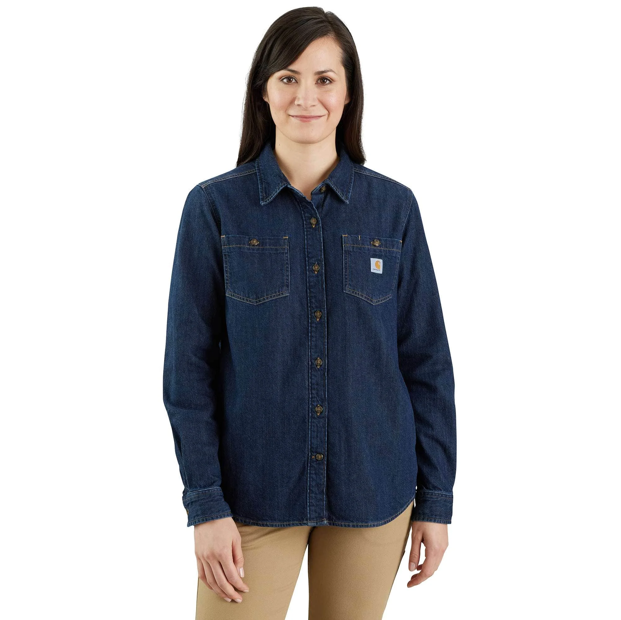 Women's Relaxed Fit Midweight Denim Long-Sleeve Over Shirt - 1