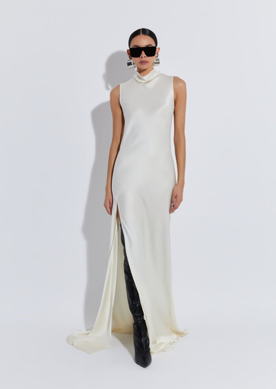 LAPOINTE Satin Drape Neck Sleeveless Gown outlook