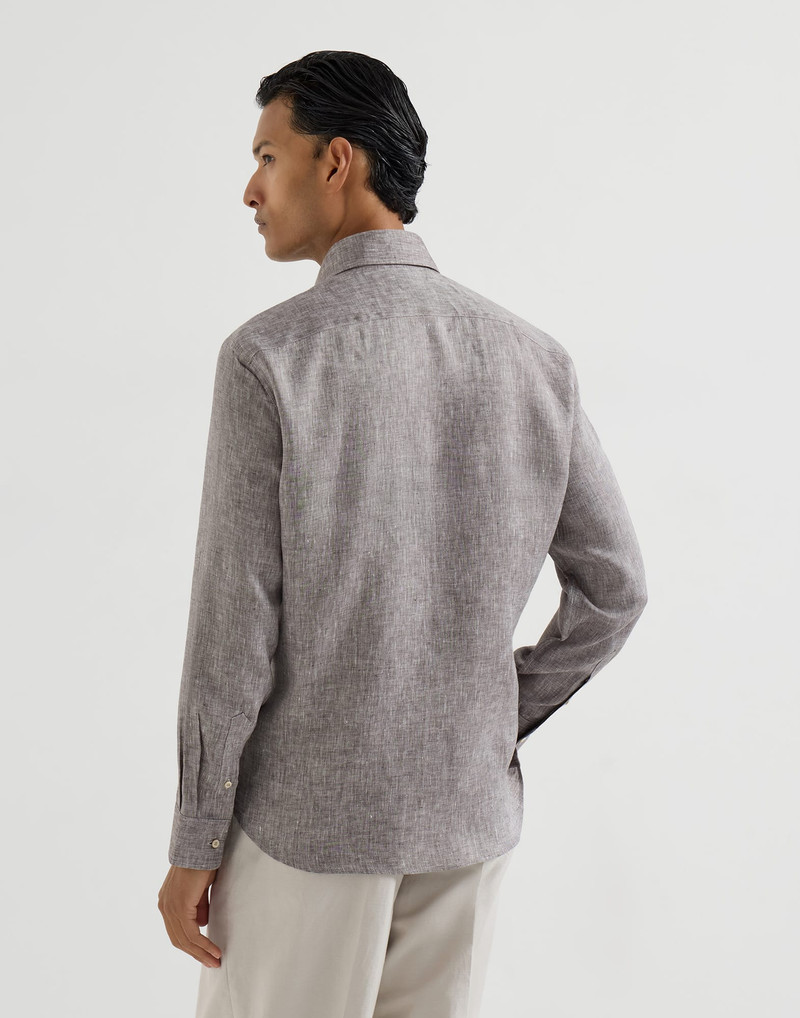 Linen easy fit shirt with spread collar 3