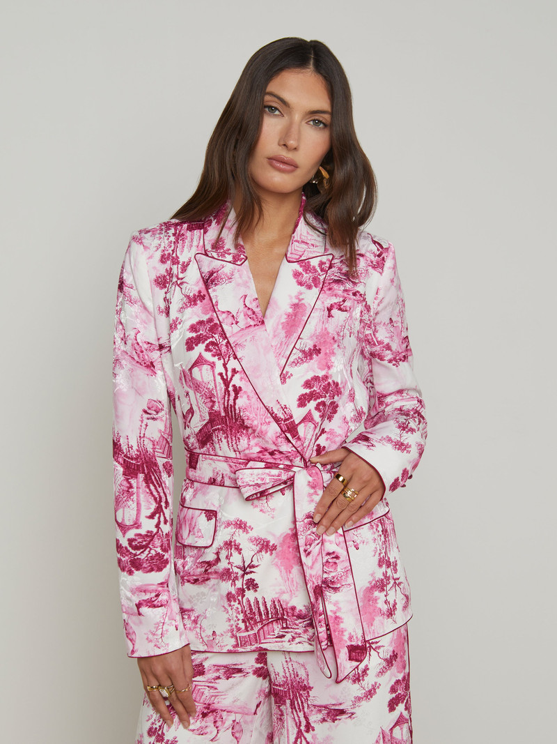 L'AGENCE Jordana Satin Wrap Blazer outlook