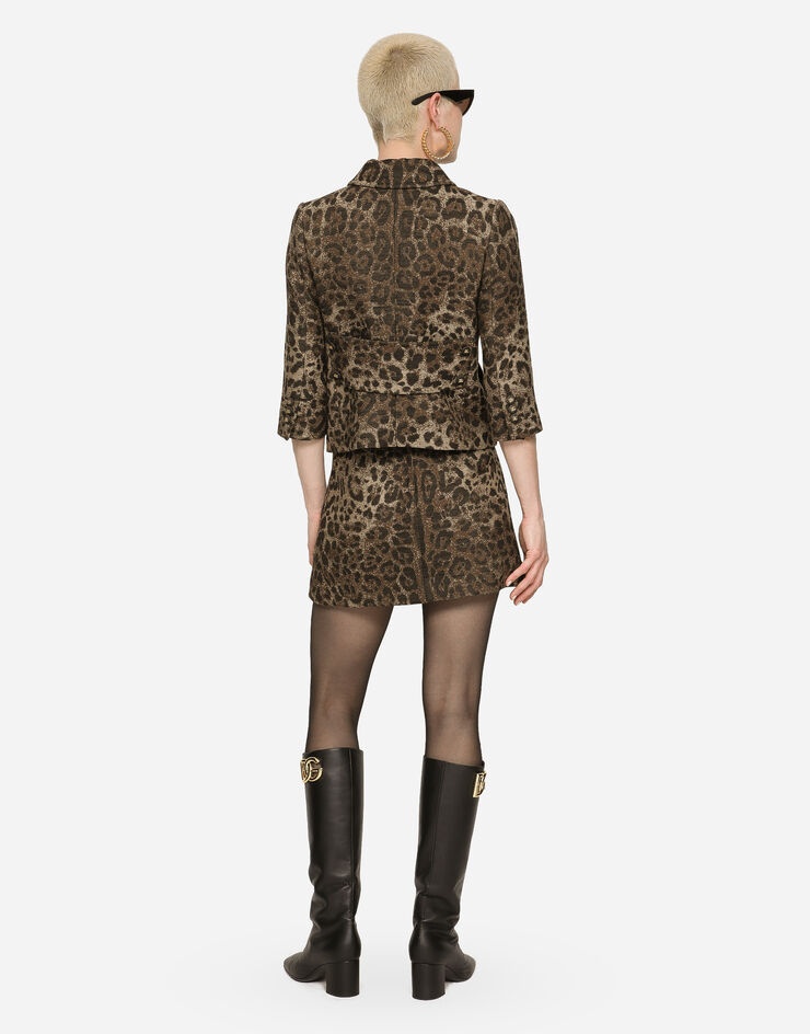 Short wool skirt with jacquard leopard design - 3