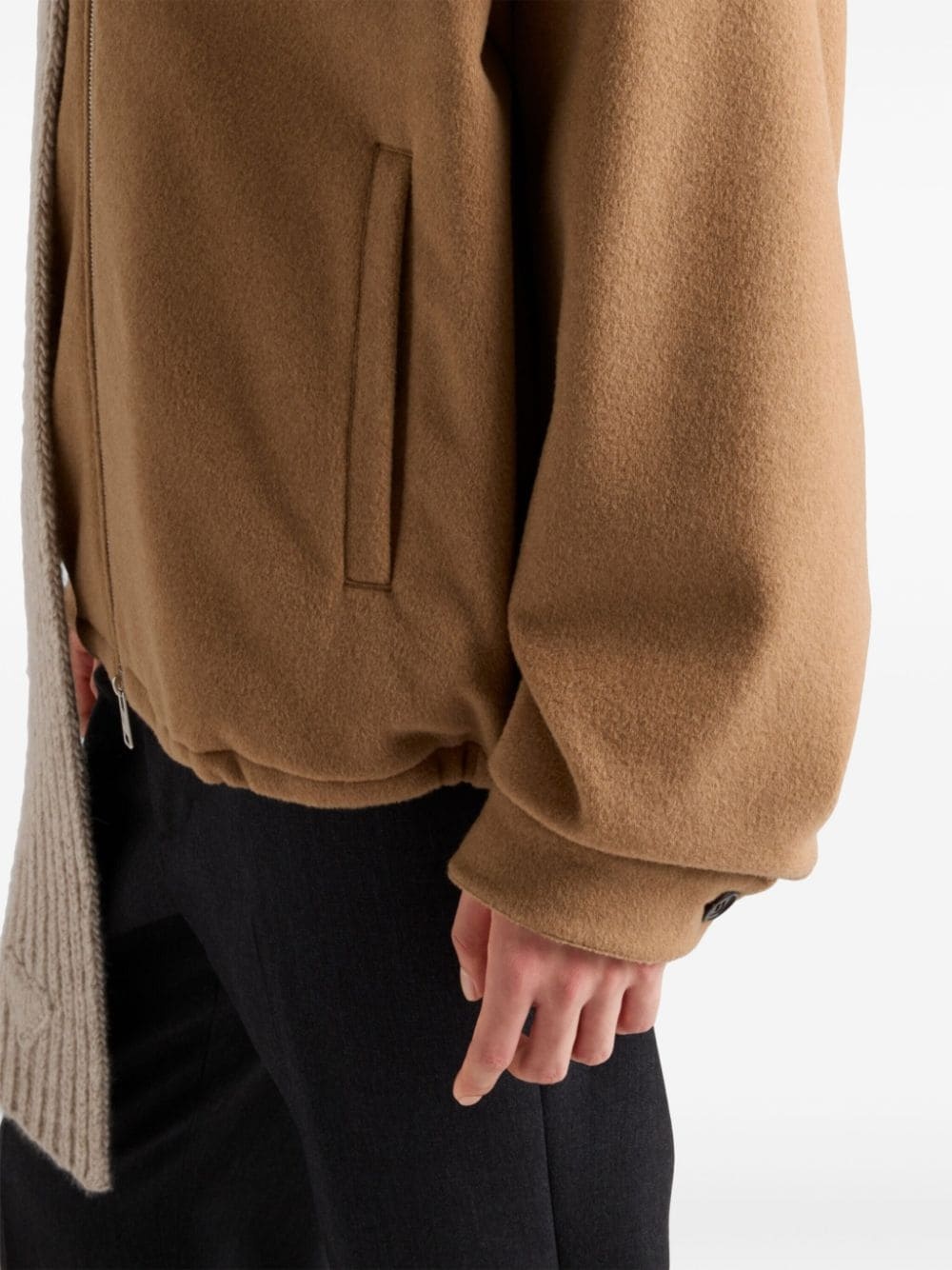 camel-hair hoodie jacket - 6