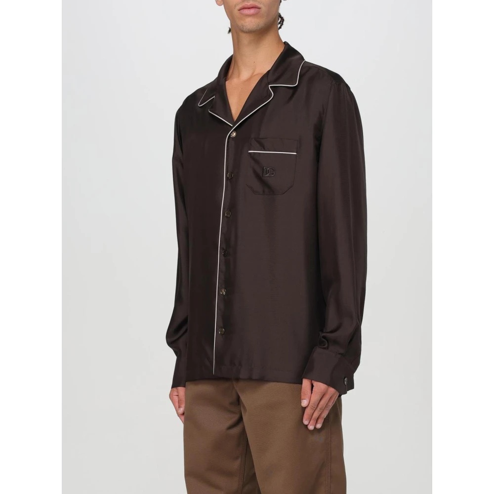 BROWN SILK RELAXED FIT SHIRT - 3