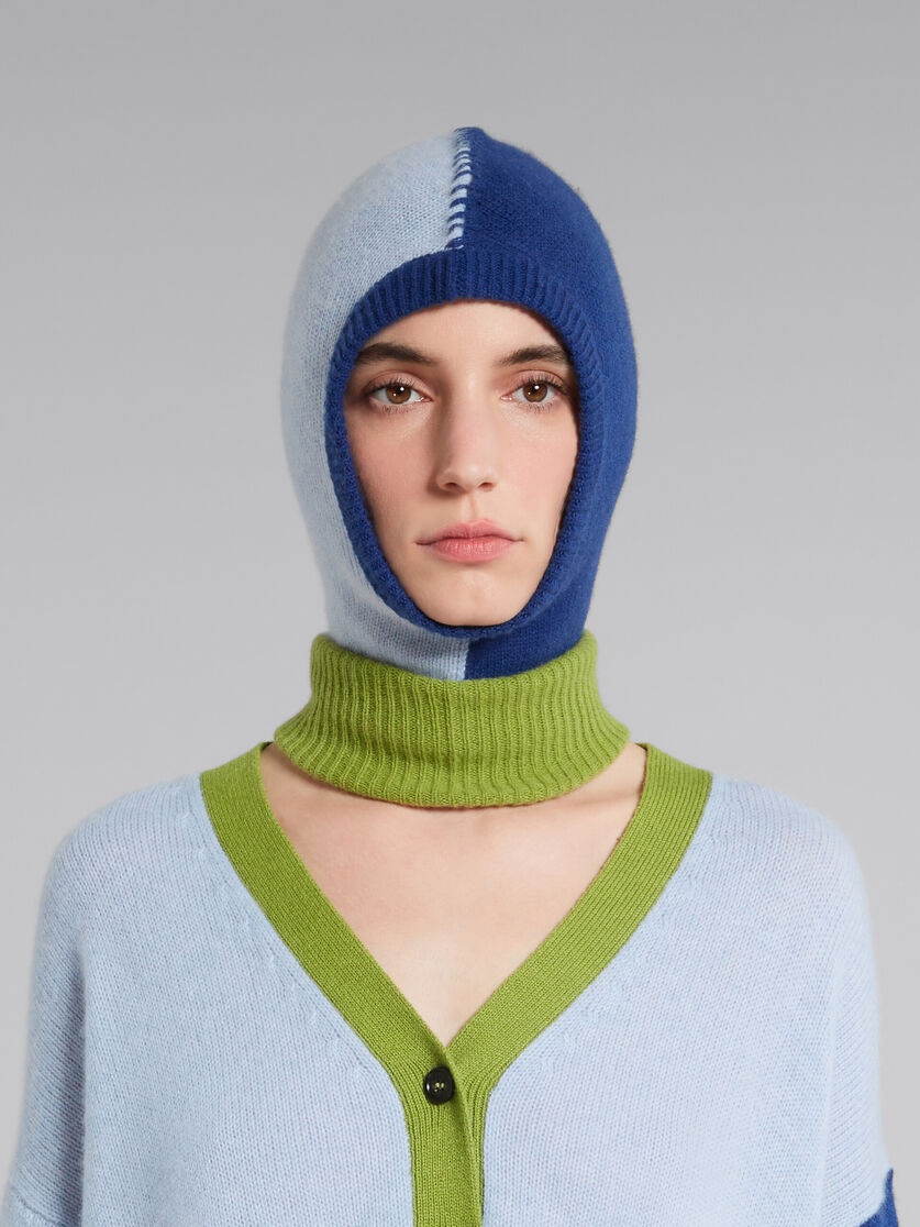 BLUE COLOUR-BLOCK CASHMERE BALACLAVA - 2