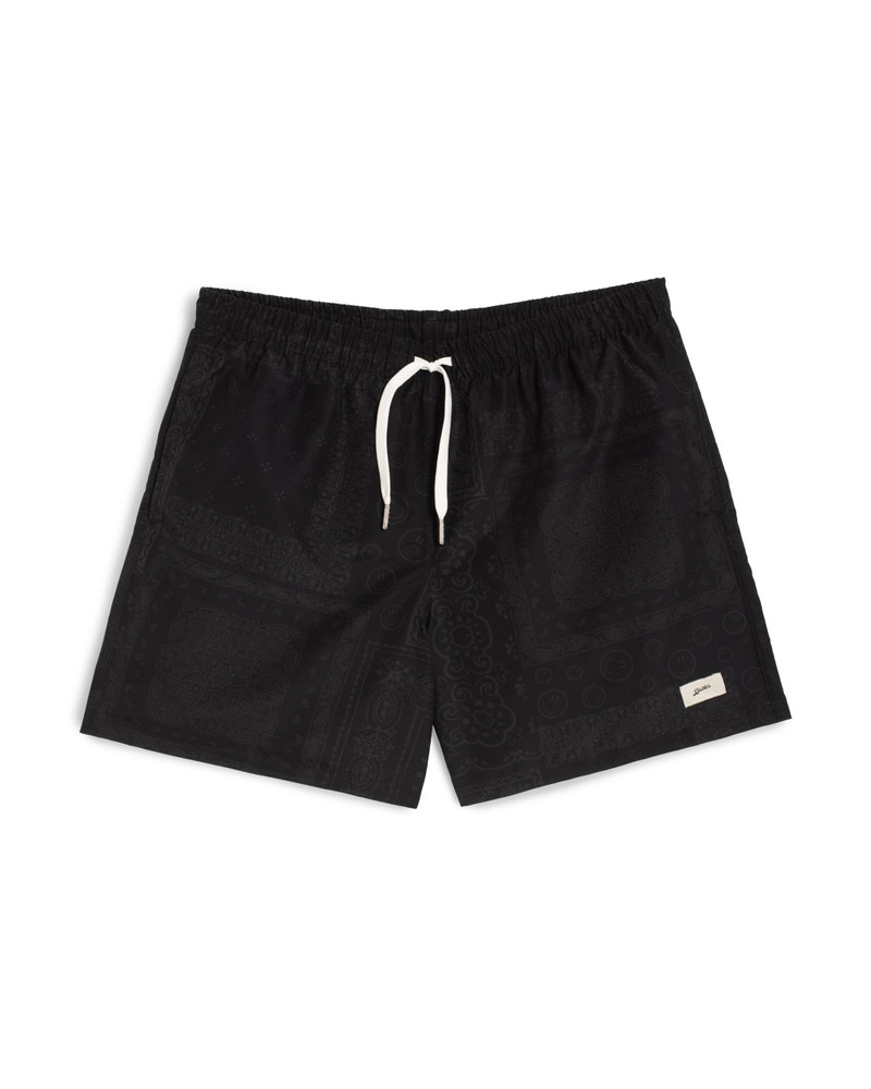 Black Tonal Bandana Swim Trunk 1