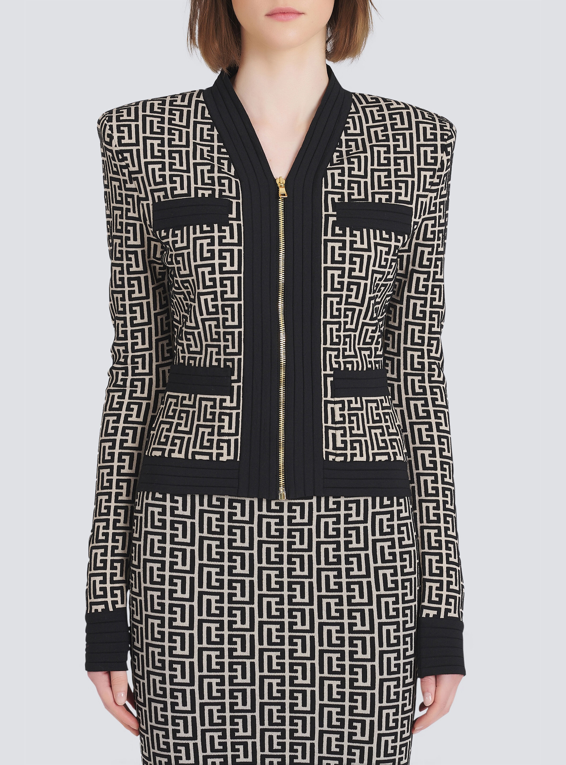 Knit cardigan with Balmain monogram - 6