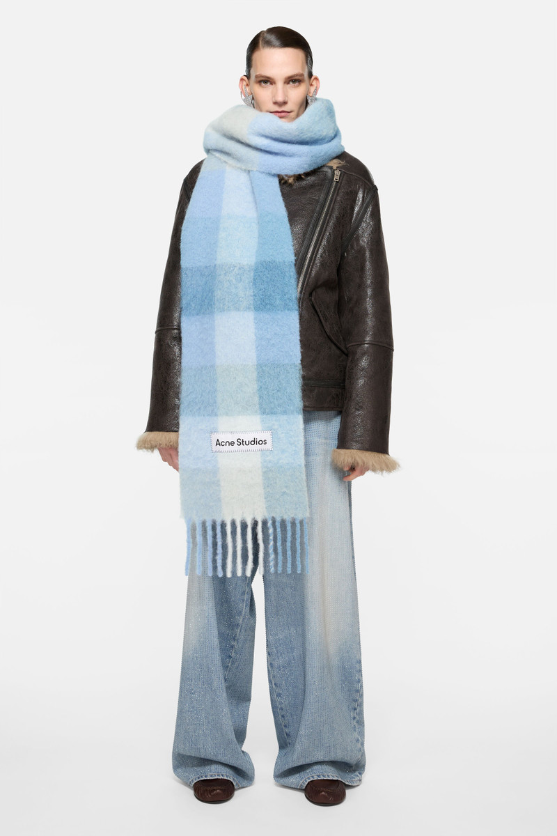 Acne Studios Mohair checked scarf - Light Blue/White/Powder Blue outlook