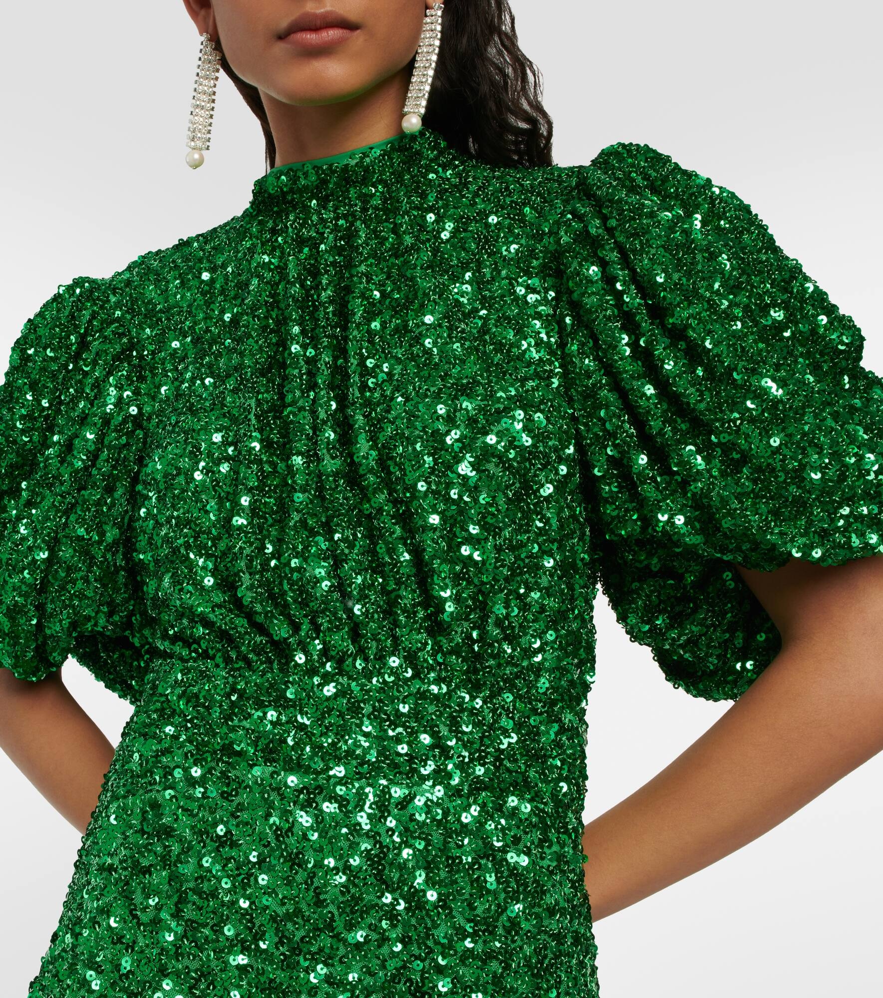 Embellished puff-sleeve maxi dress - 4