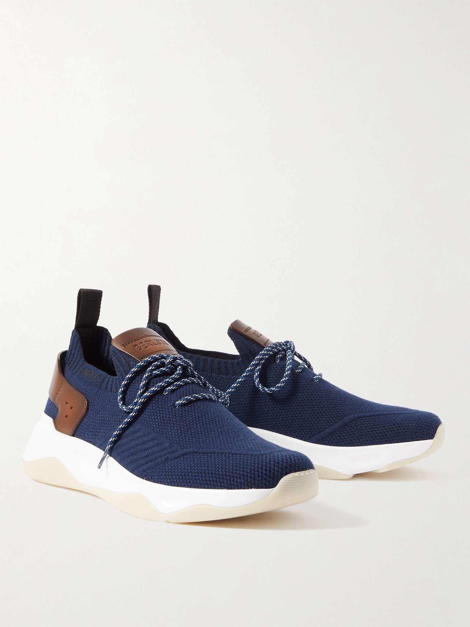Shadow Venezia Leather-Trimmed Stretch-Knit Sneakers - 3