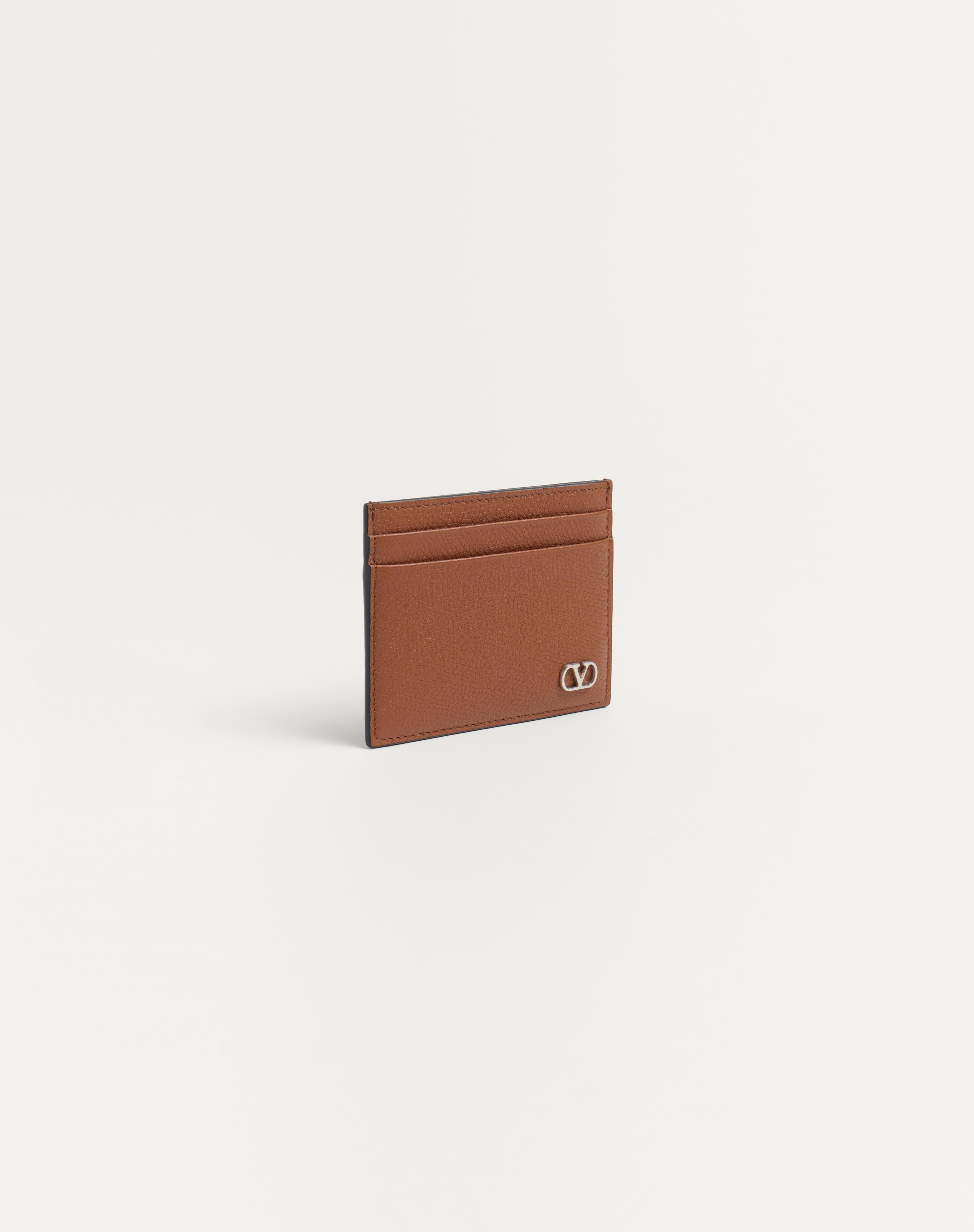 VLOGO SIGNATURE GRAINY CALFSKIN CARD HOLDER - 4
