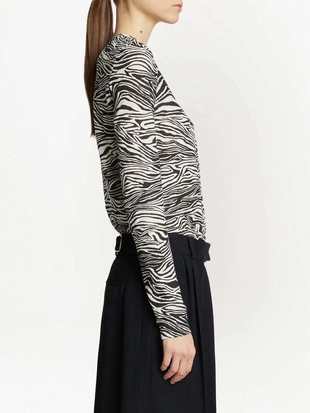 zebra-print long-sleeved T-shirt - 3