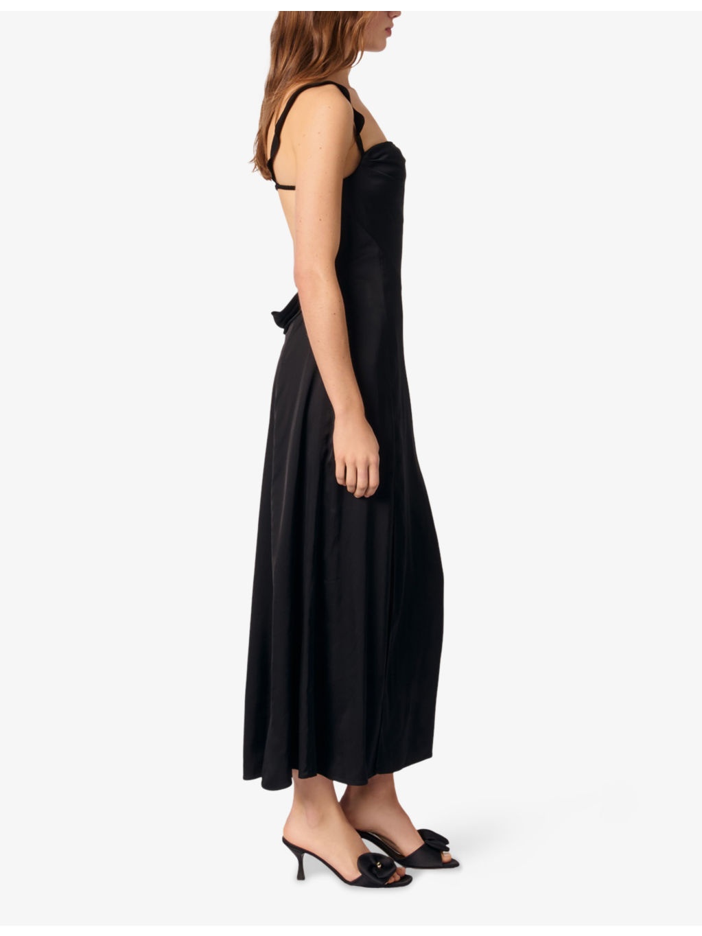 Sweetheart-Neck Frill-Strap Stretch-Satin Maxi Dress - 3