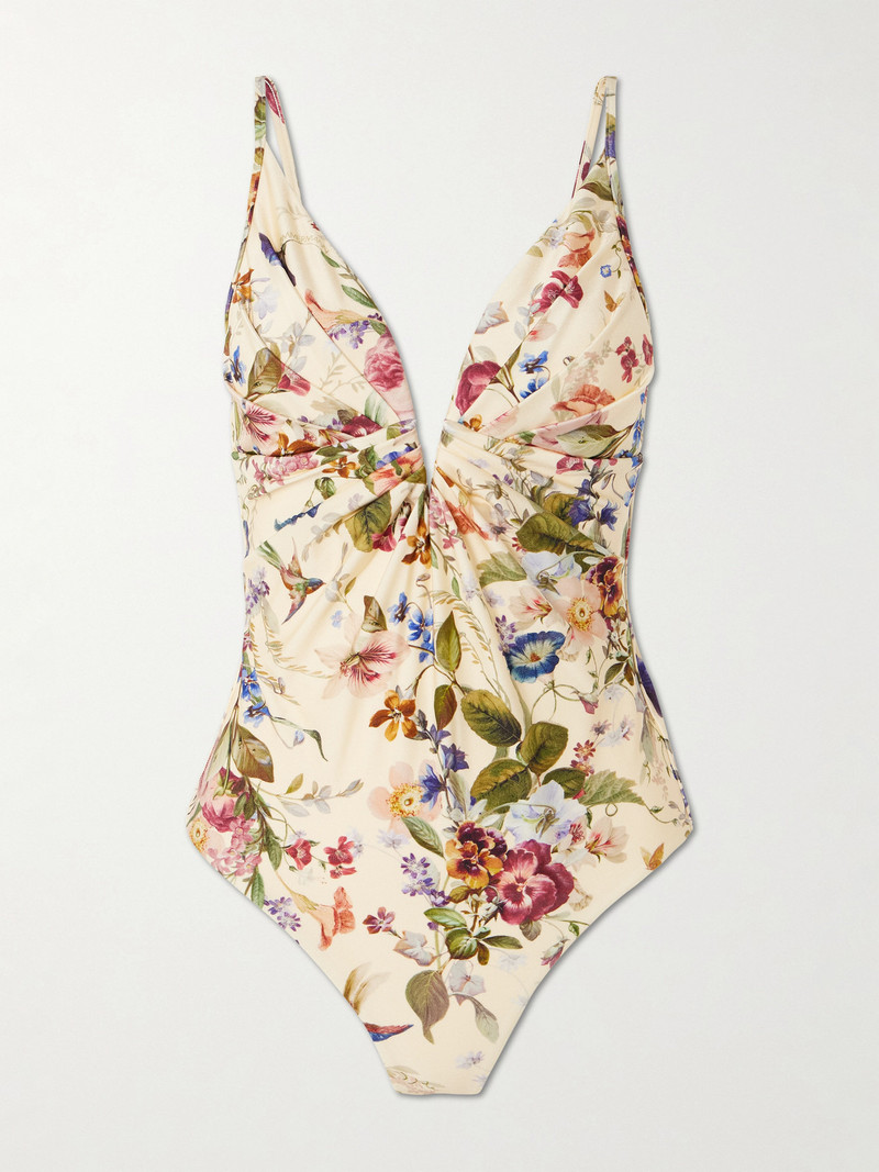Patience Pleated Floral-print Swimsuit 1