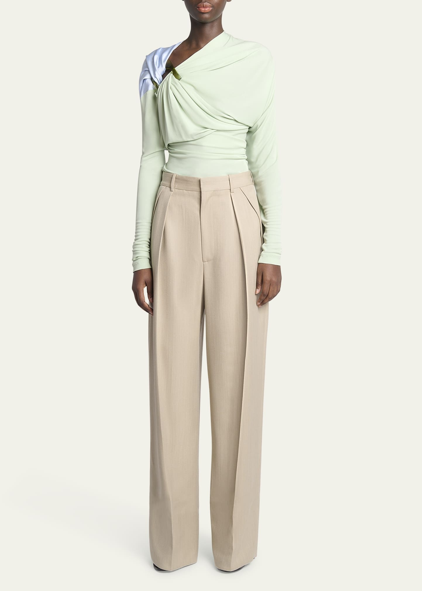 Victoria Beckham Colorblock Draped Jersey Top