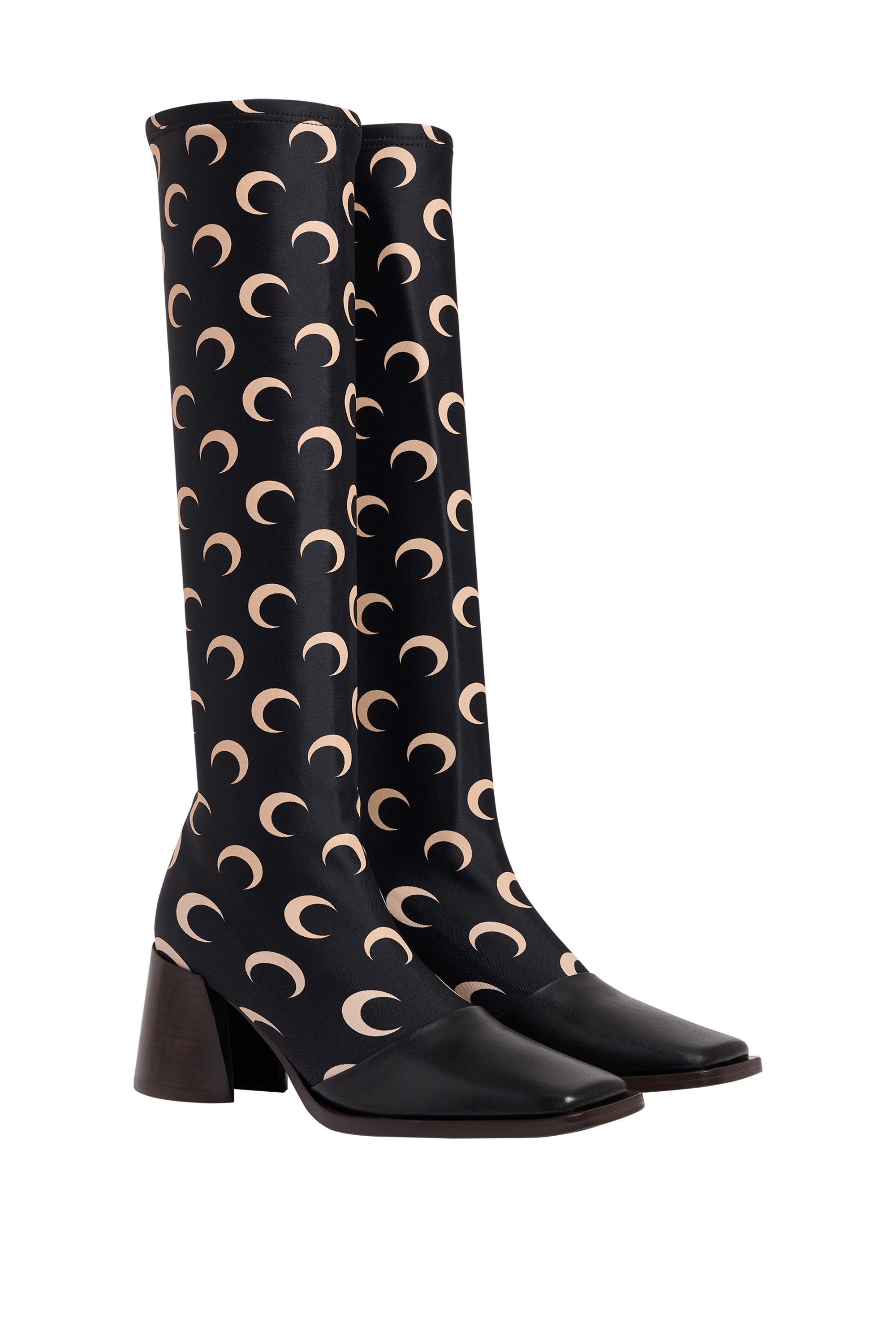 Regenerated All Over Moon Jersey Knee-High Boots - 2