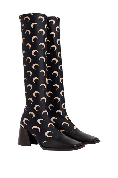 Marine Serre Regenerated All Over Moon Jersey Knee-High Boots outlook
