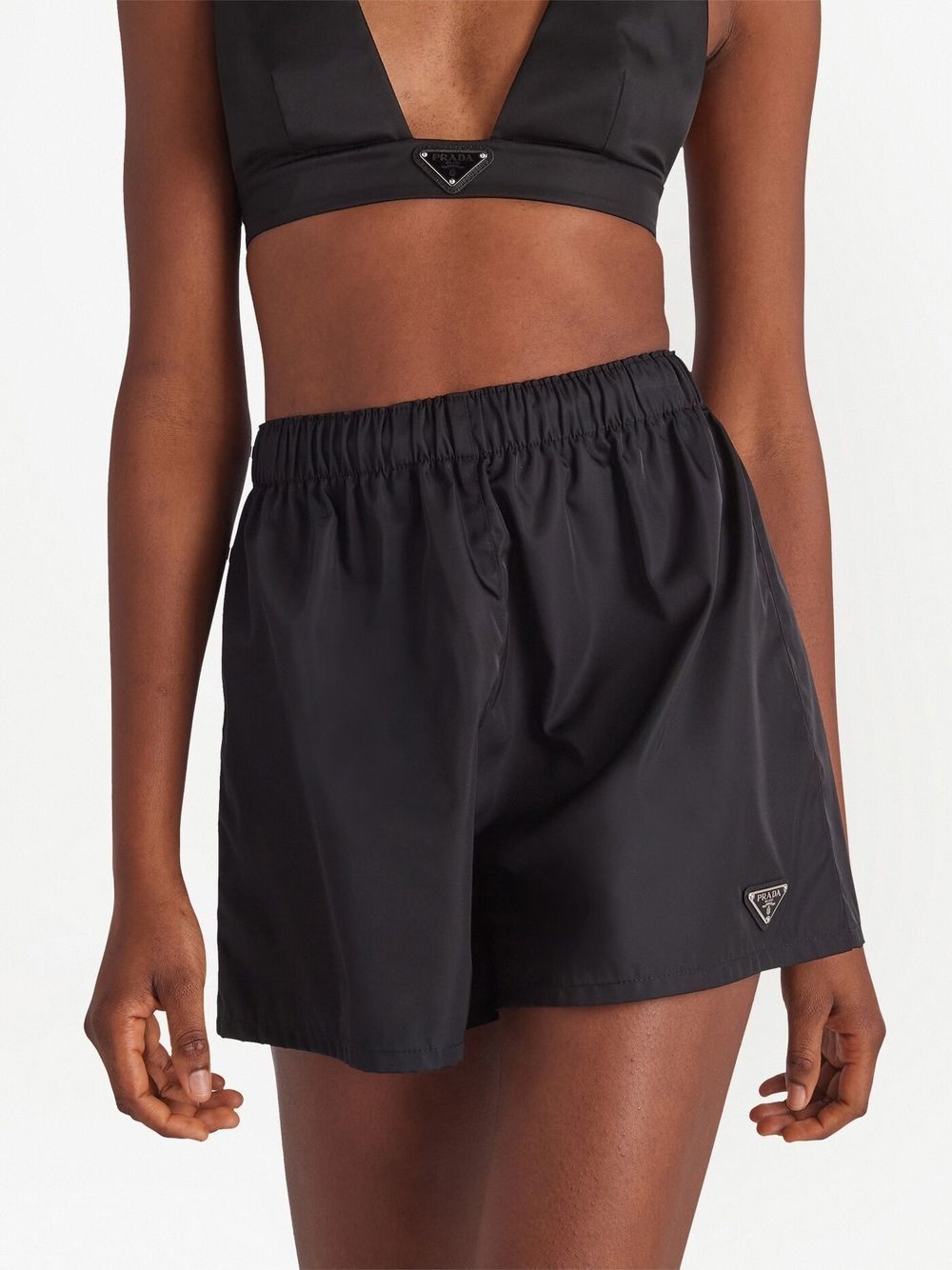 enamelled-logo re-nylon shorts - 4