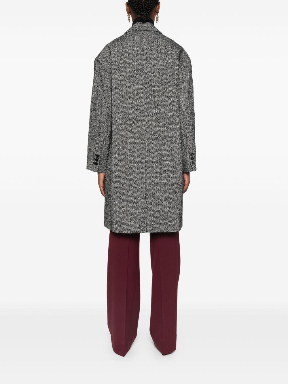 chevron-pattern coat - 4
