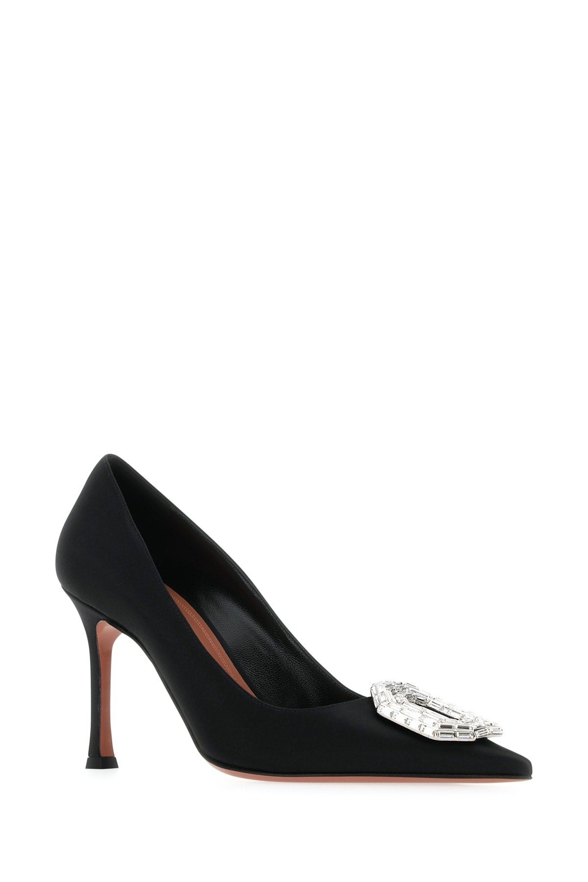 Amina Muaddi Women Camelia Pump 90 Satin Black White B - 1