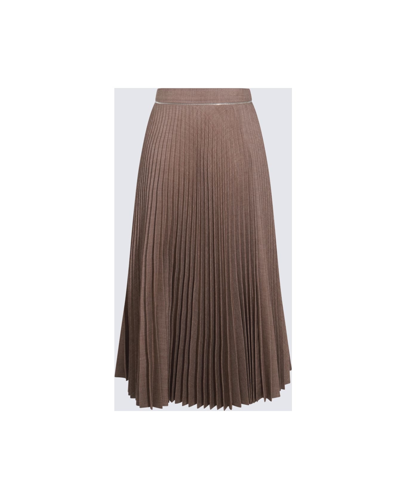 Brown Midi Wool Skirt - 2