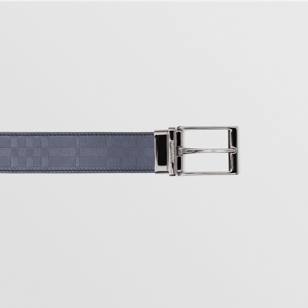 Reversible Embossed Check Leather Belt - 2