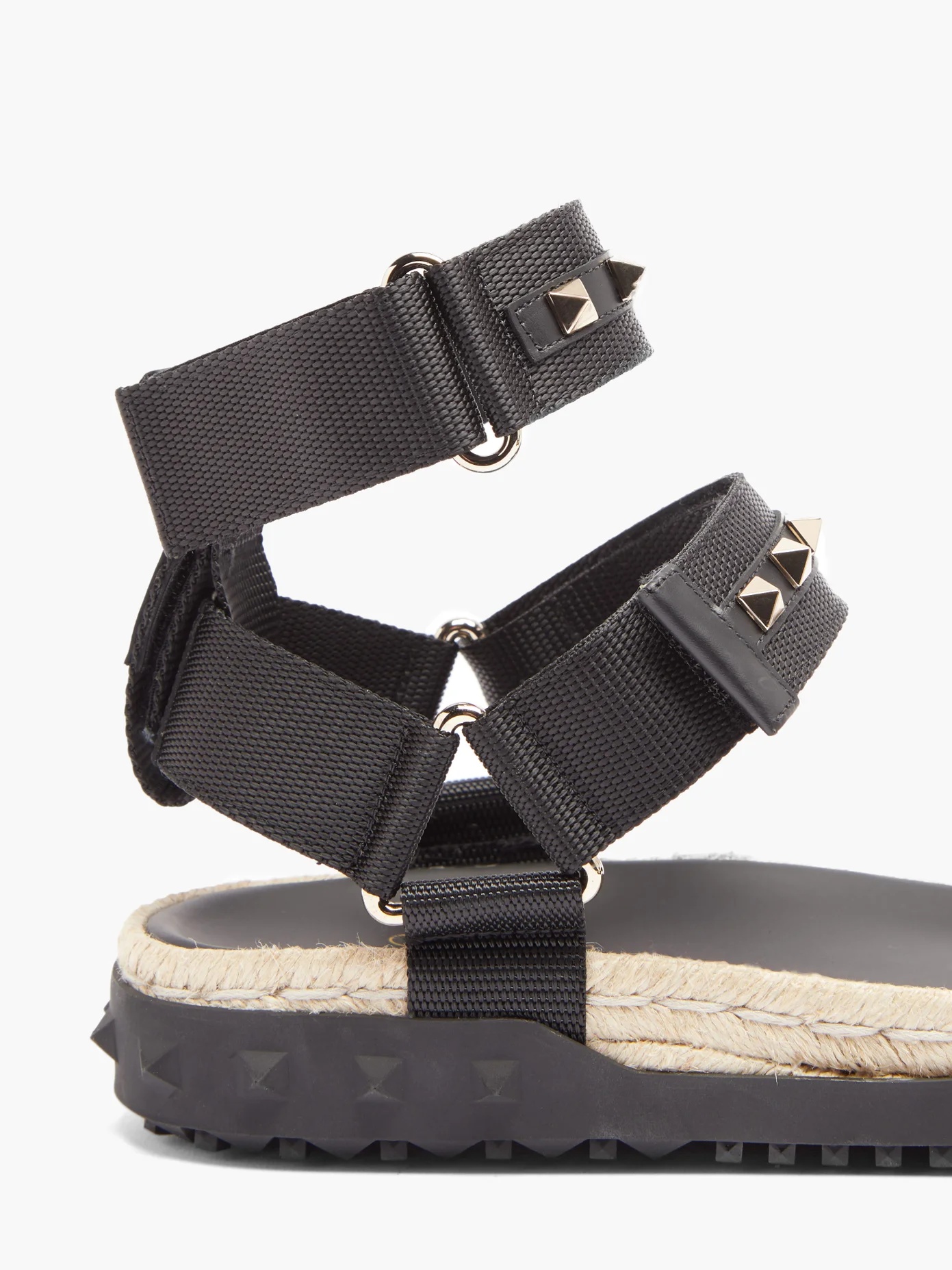 Rockstud canvas and jute sandals - 6