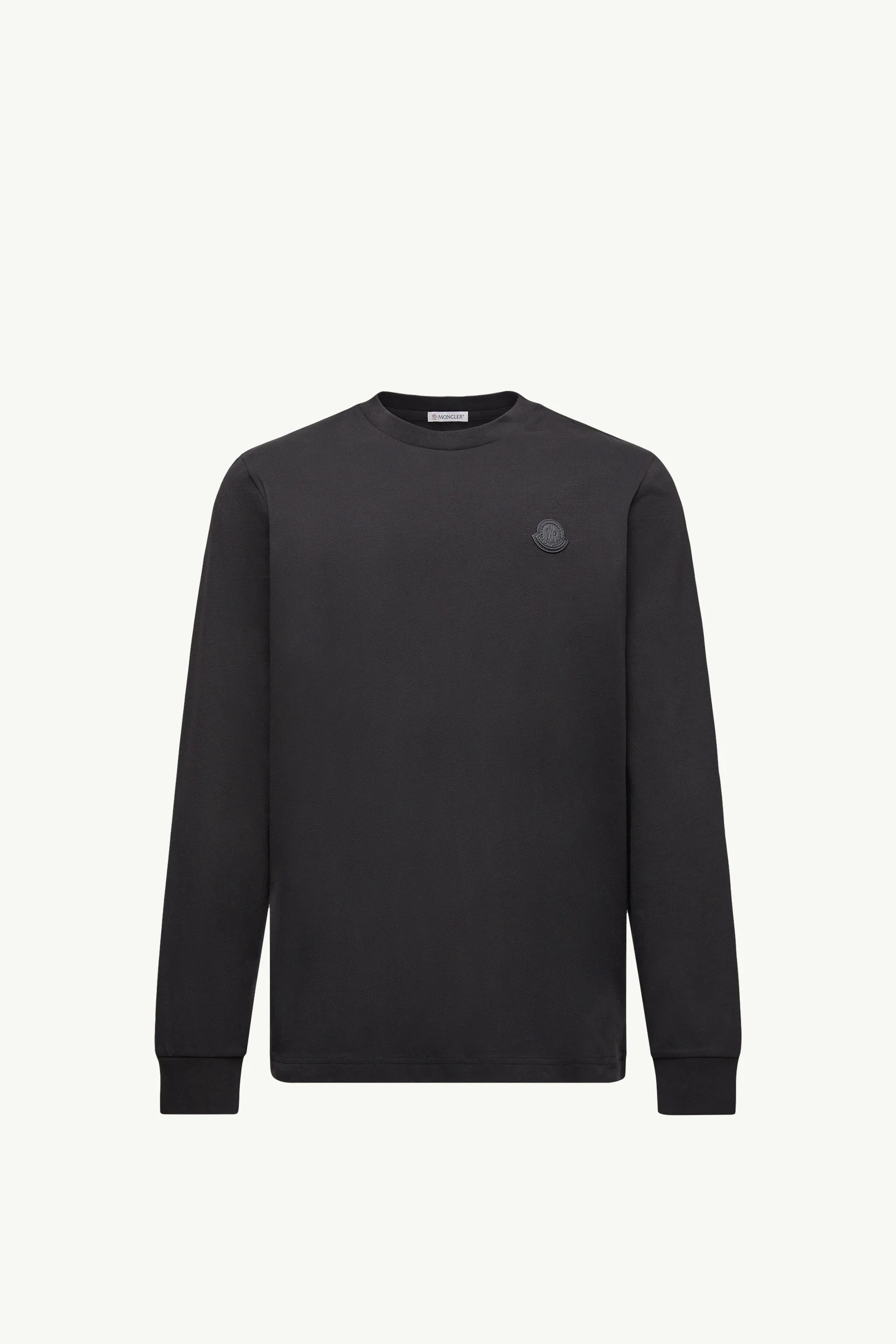 Leather Logo Long Sleeve Cotton T-Shirt - 1