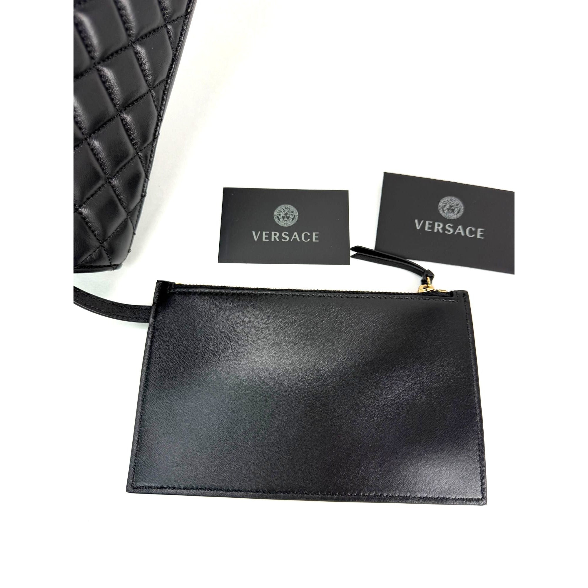 Versace Gianni - Versace Gianni Nappa Quilted Medusa Black Leather Tote Bag - 11