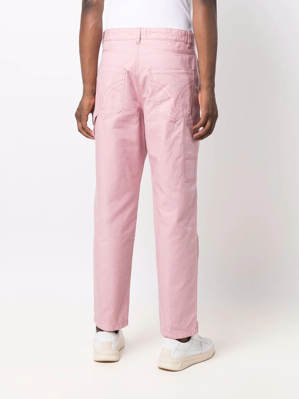 contrast-stitch worker trousers - 4