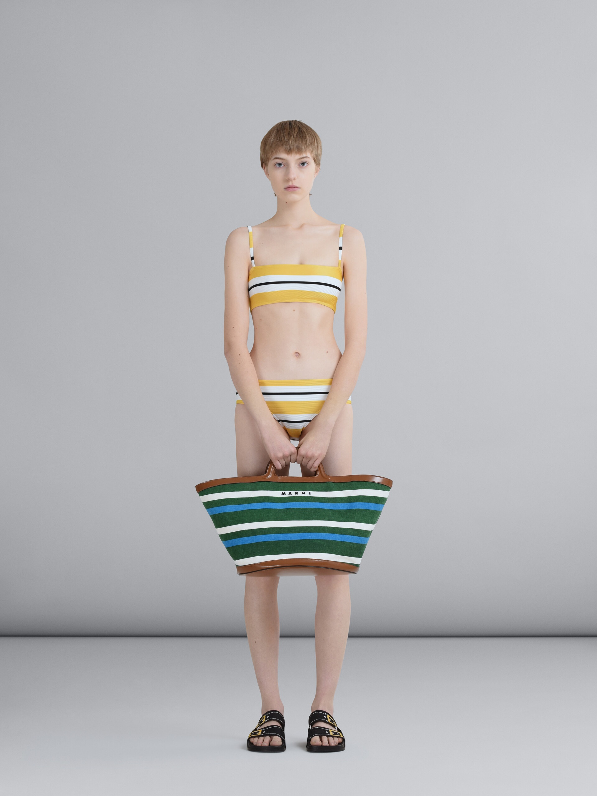 TROPICALIA LARGE BAG LEATHER AND STRIPED CANVAS - 2