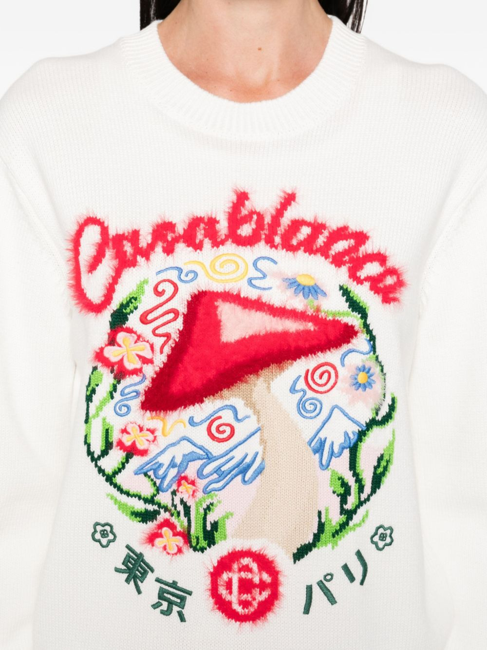 Mushroom-embroidered crew-neck sweater - 5