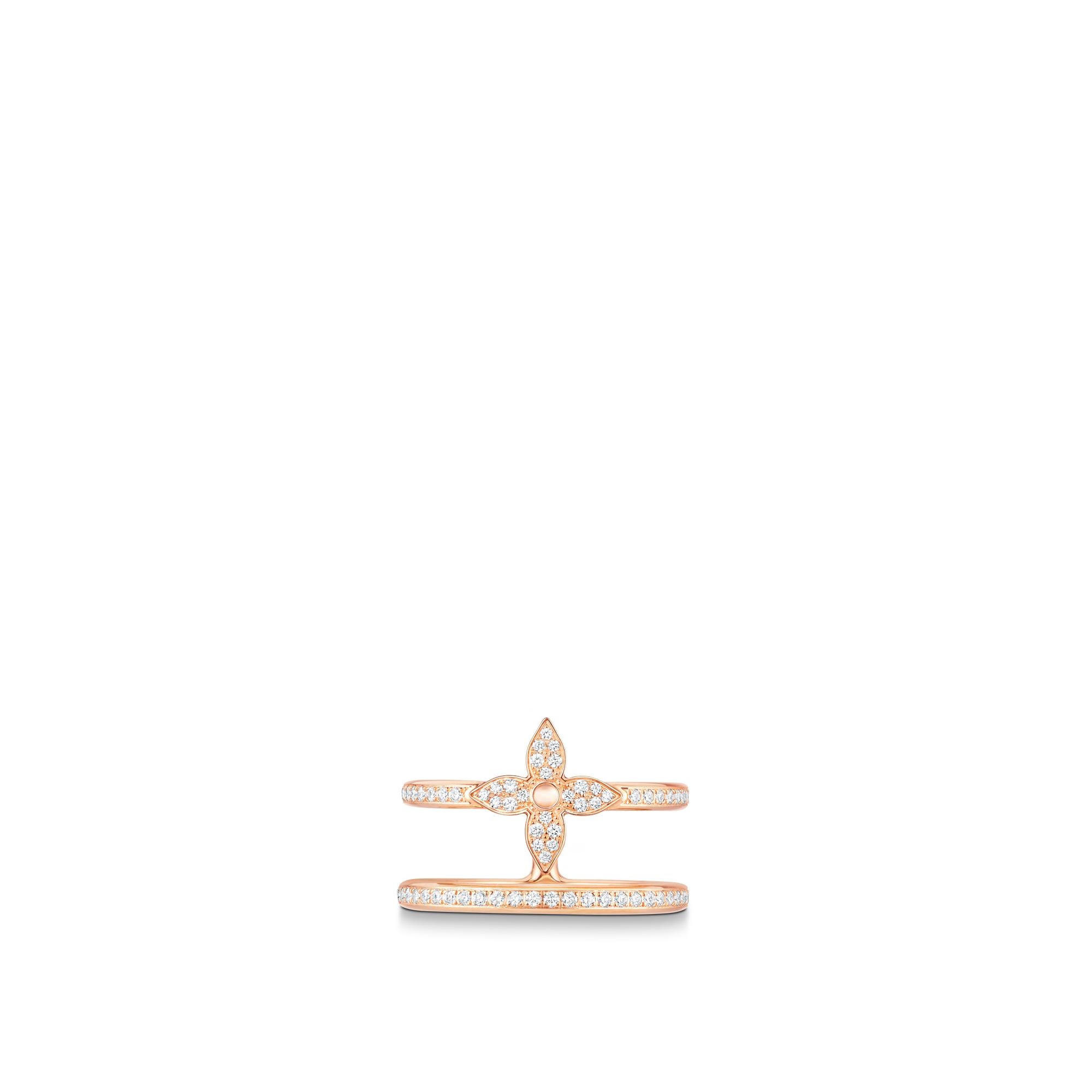Louis Vuitton Idylle Blossom Paved Ring, 3 Golds and Diamonds Gold. Size 50