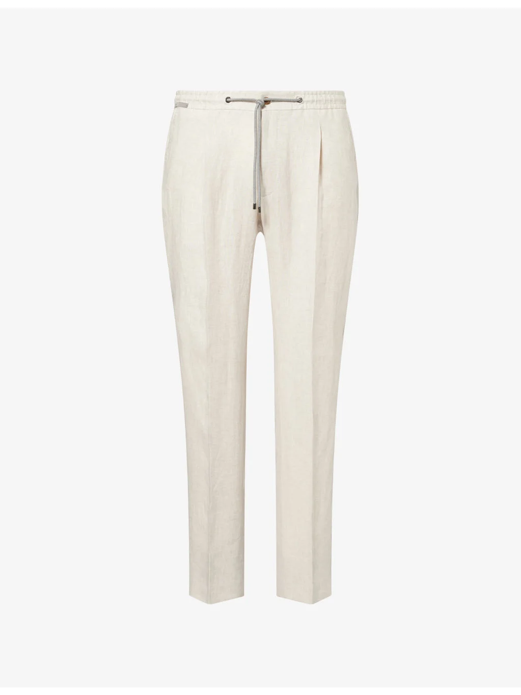 Pleat Drawstring Linen Trousers - 1