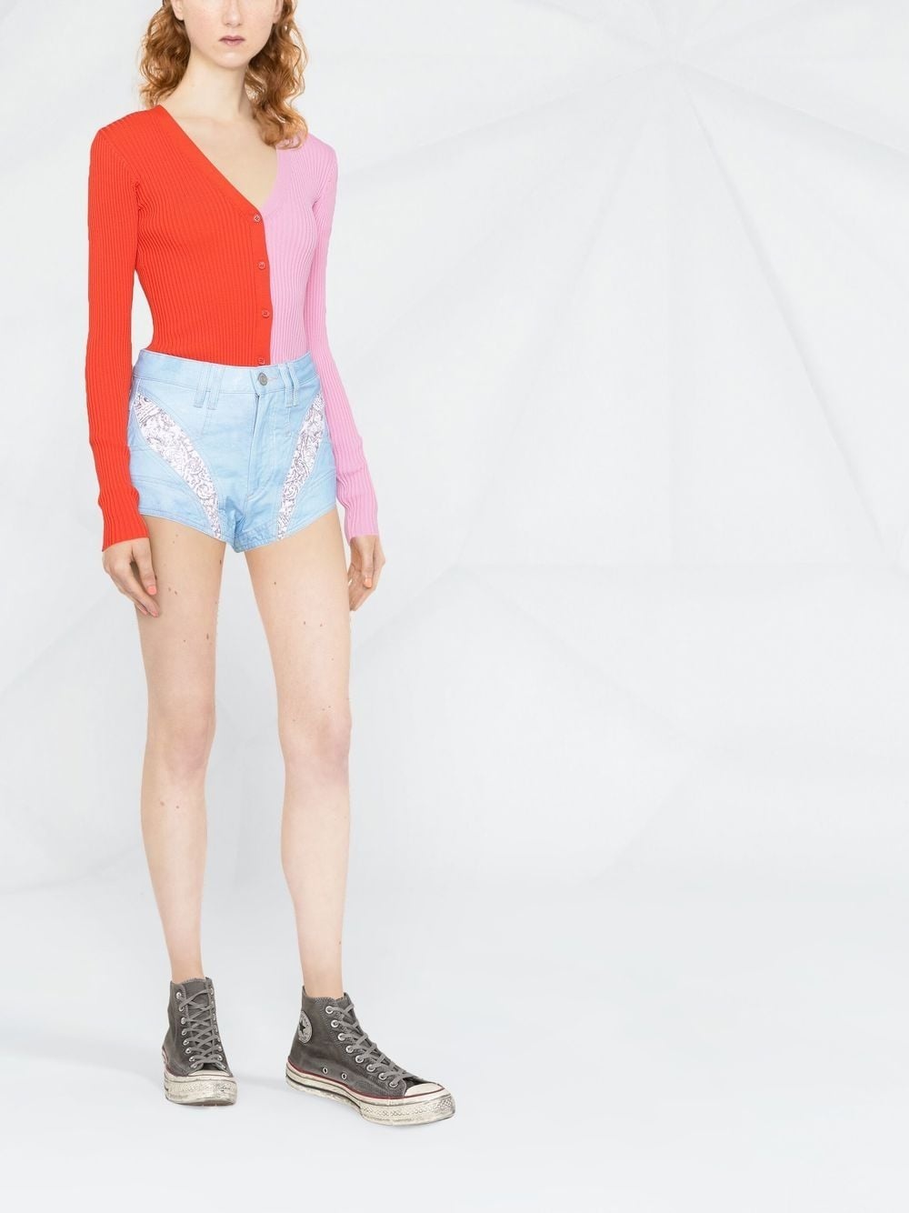Neida patchwork-panel detail shorts - 2