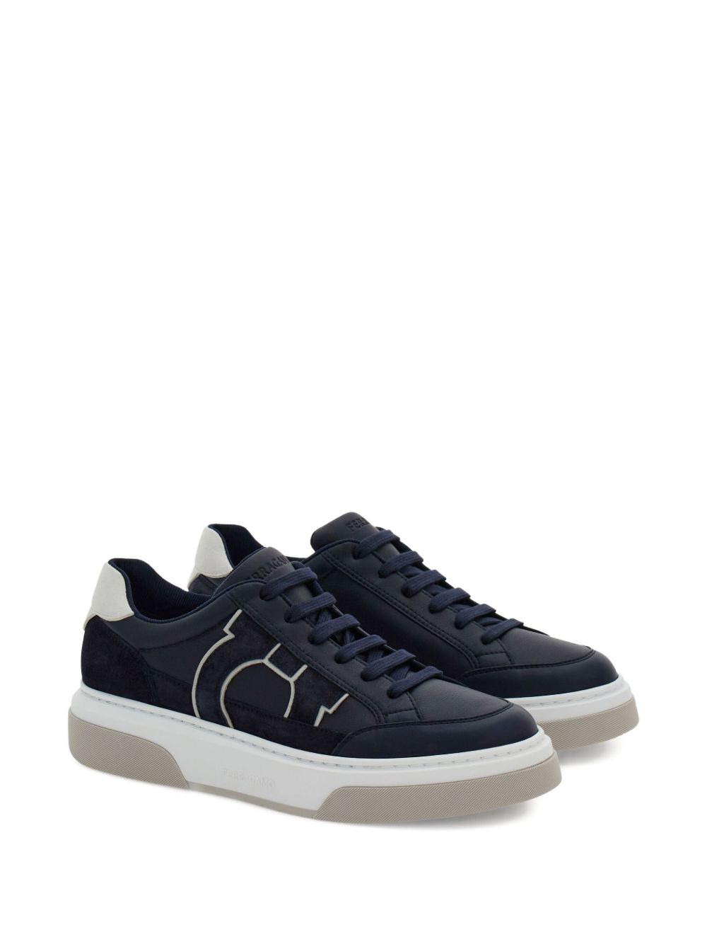 leather suede-detail sneakers - 2
