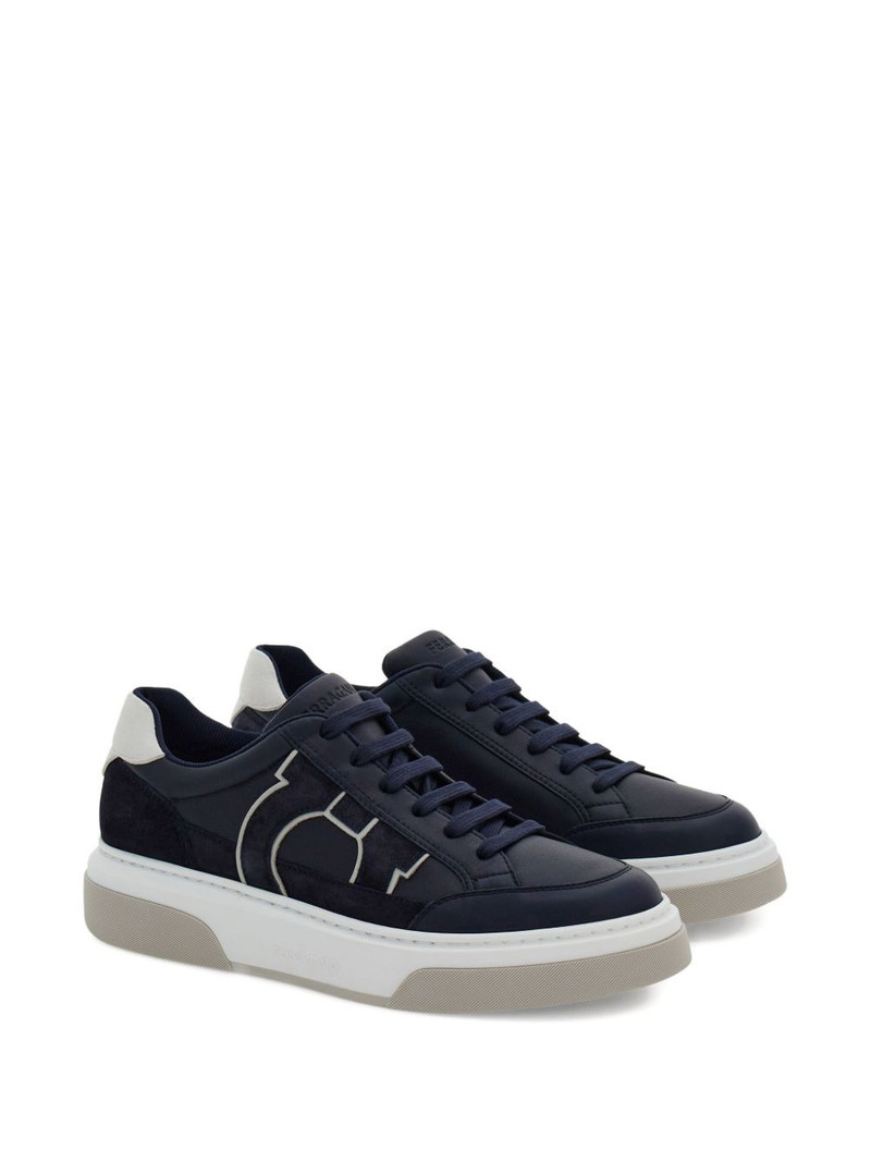 FERRAGAMO leather suede-detail sneakers outlook