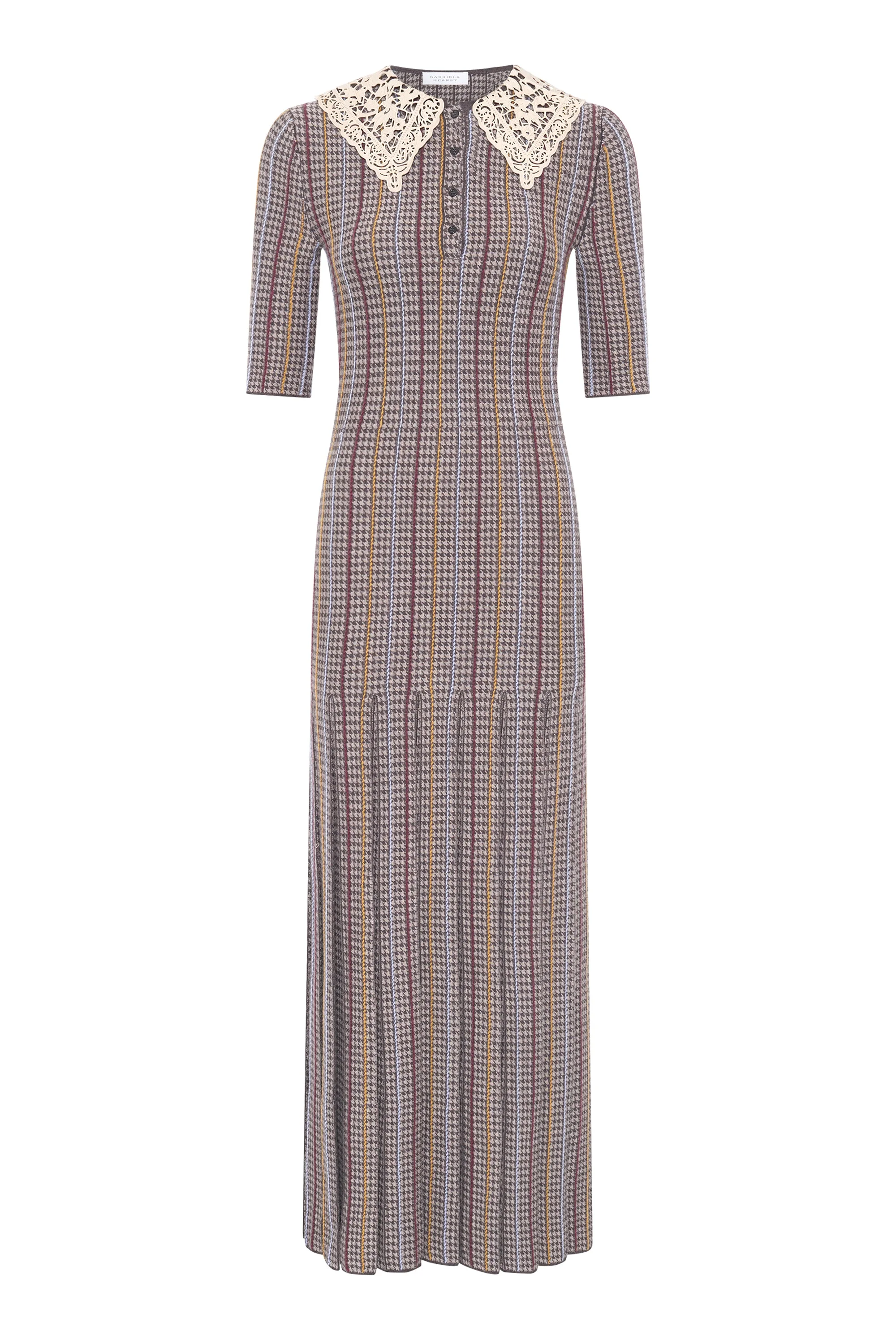 Shropshire Knit Dress in Camel Cashmere Silk with Collar - 1