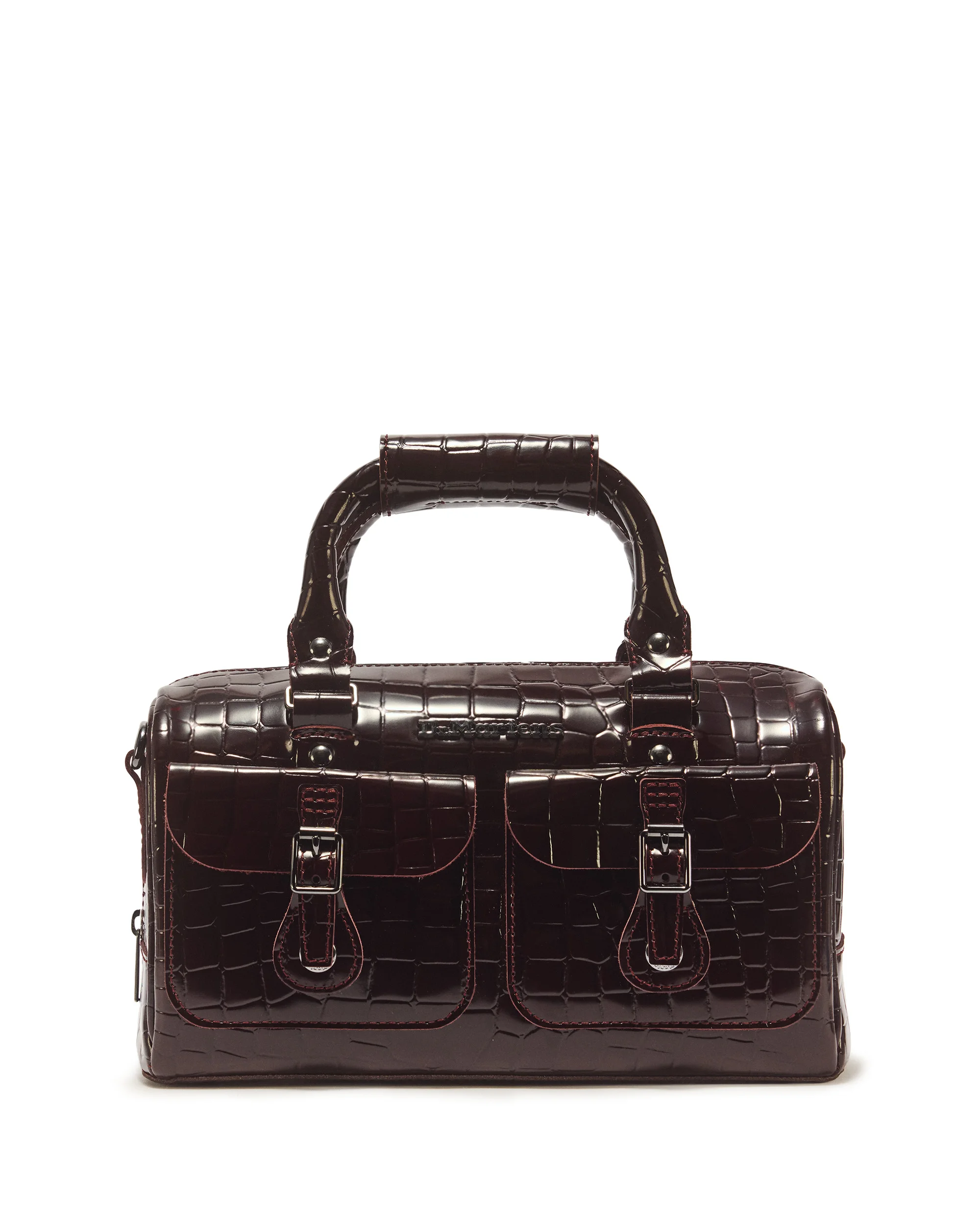 Top Handle Croc Emboss Leather Bag - 1