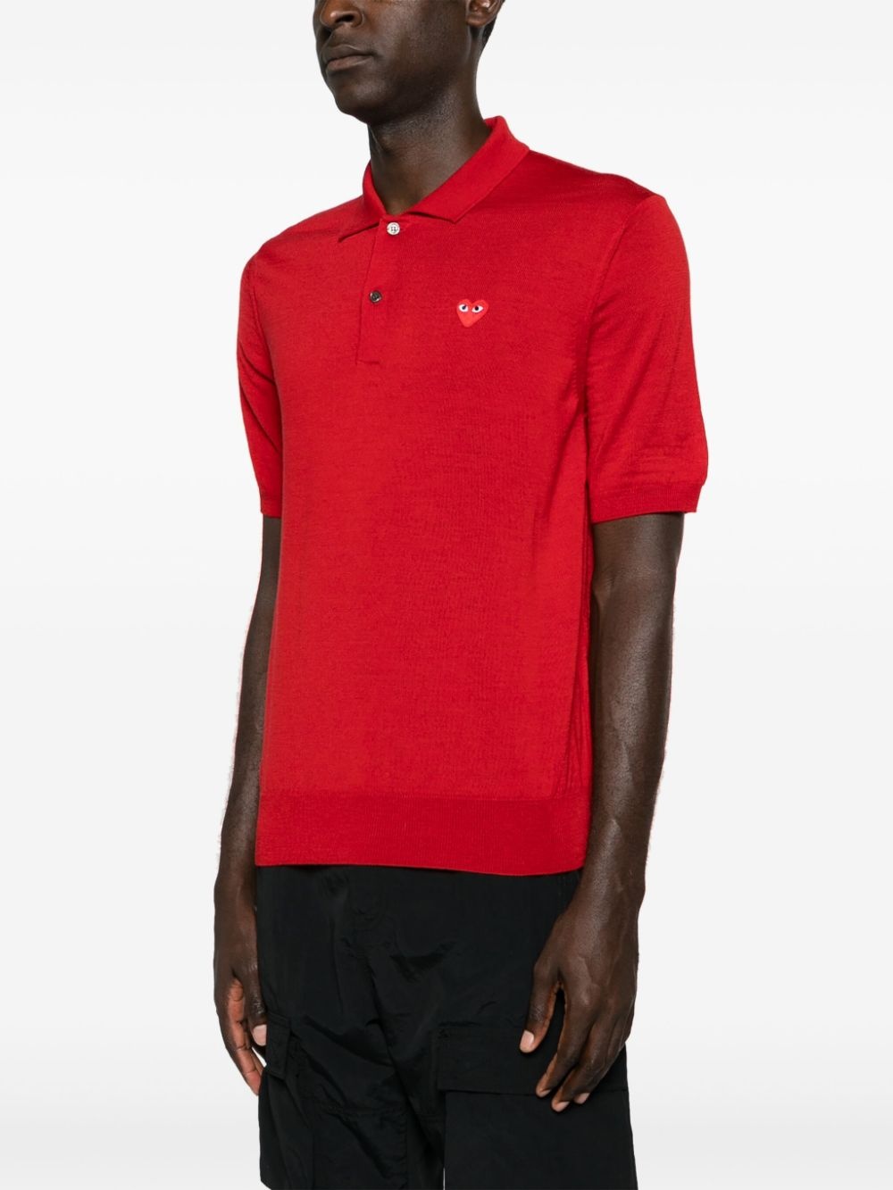 heart-patch wool polo shirt - 4