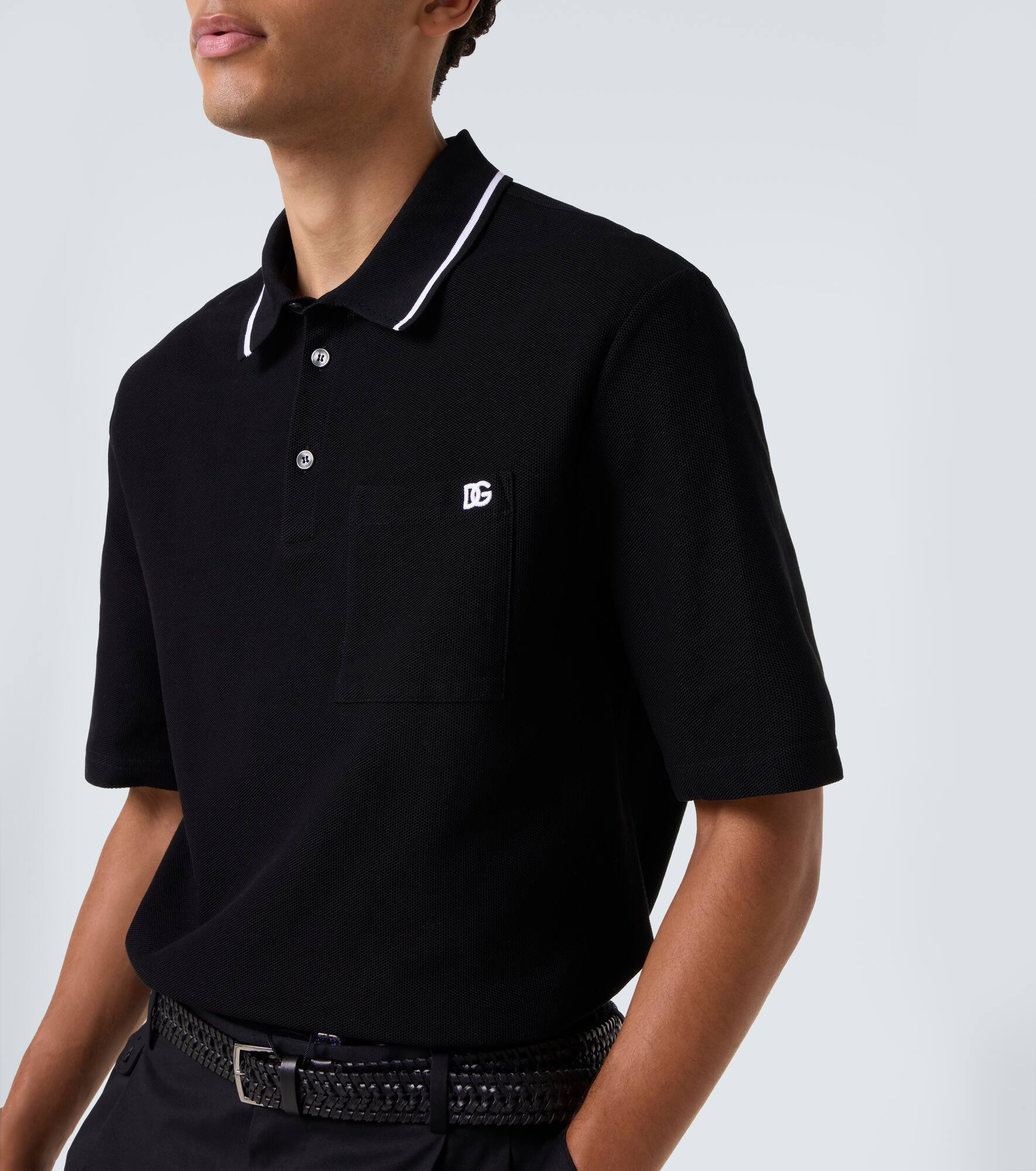 DG embroidered cotton polo shirt - 5