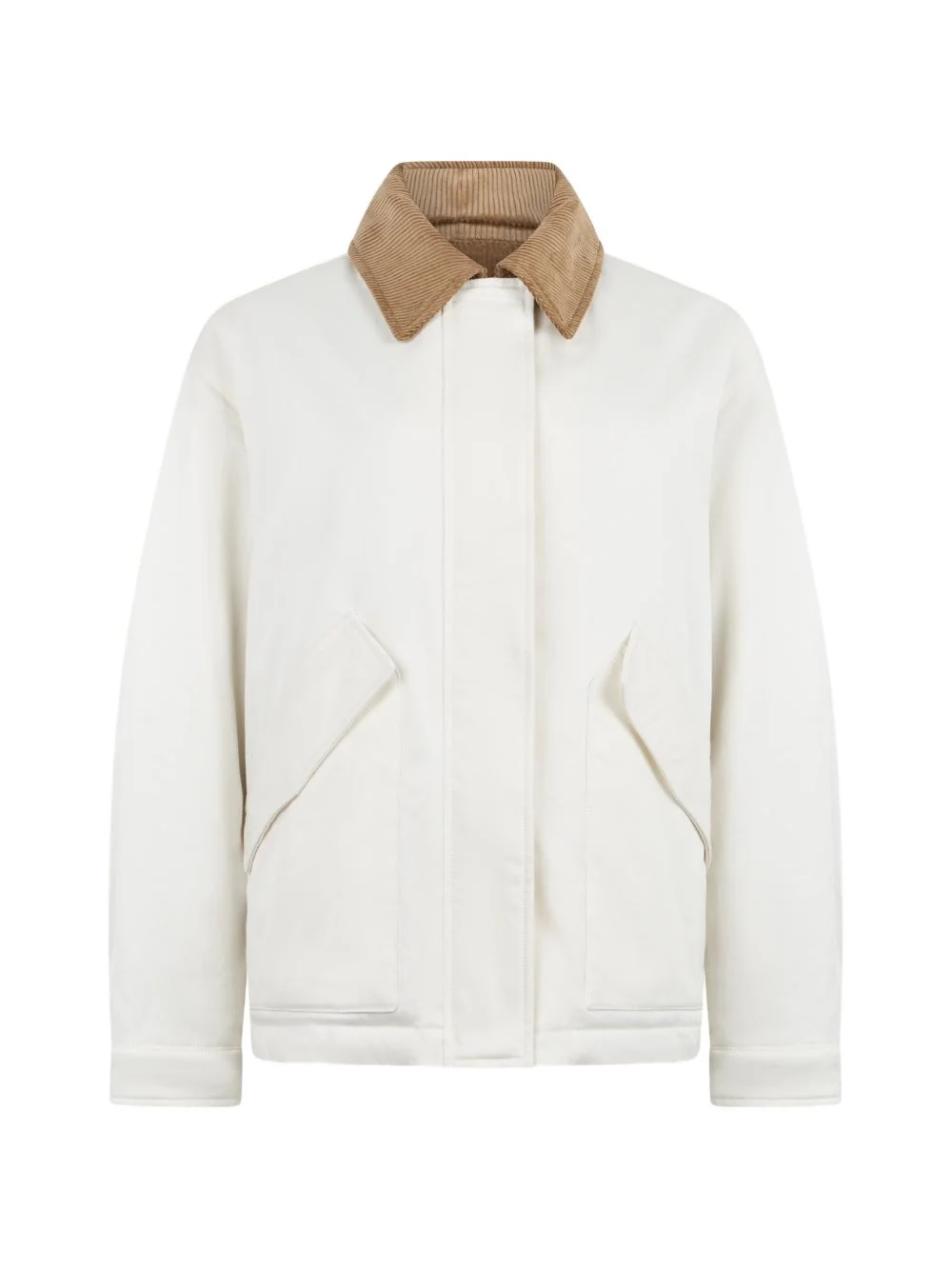 corduroy-collar flap-pocket jacket - 1