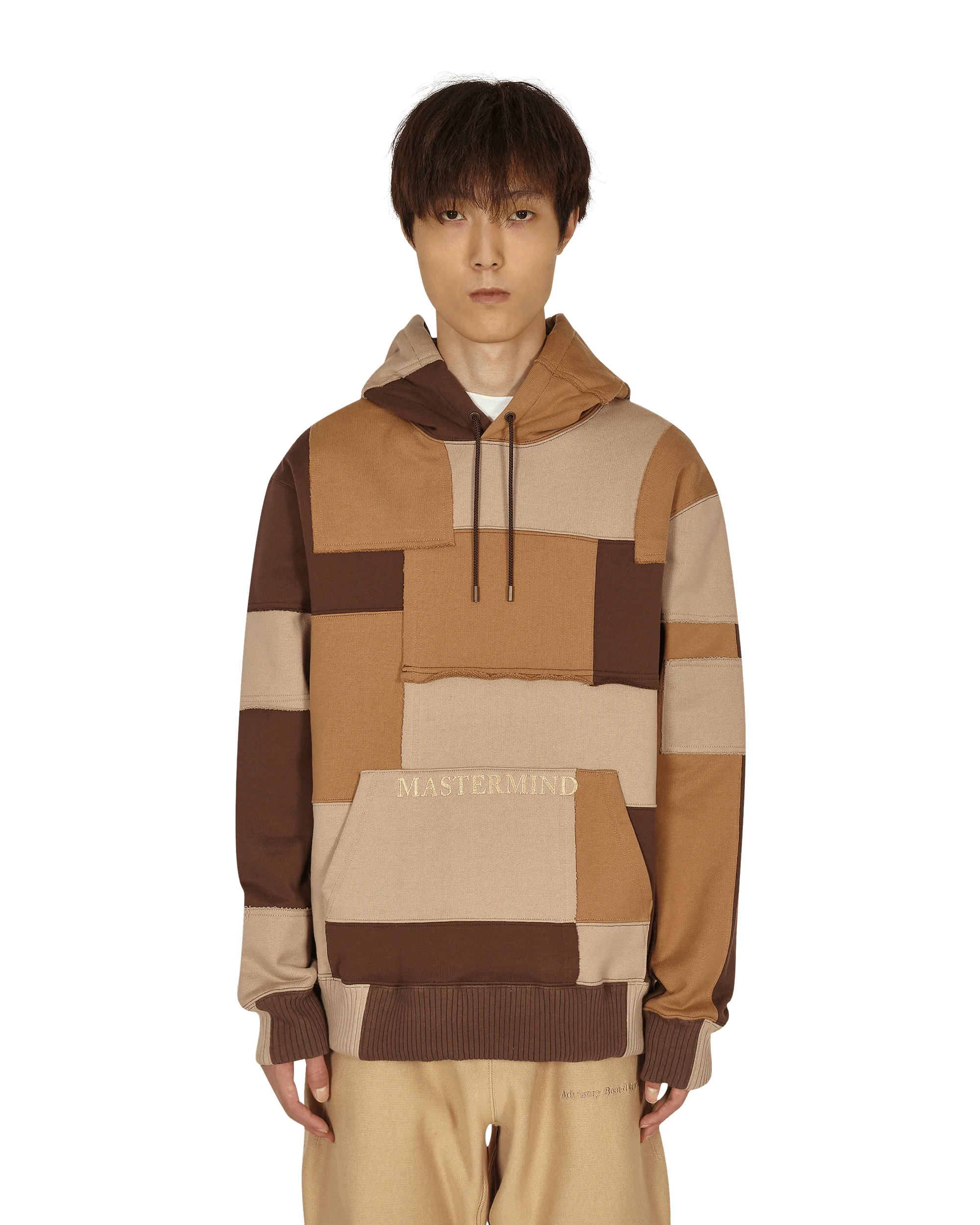 Patchwork Hooded Sweatshirt Brown - 1