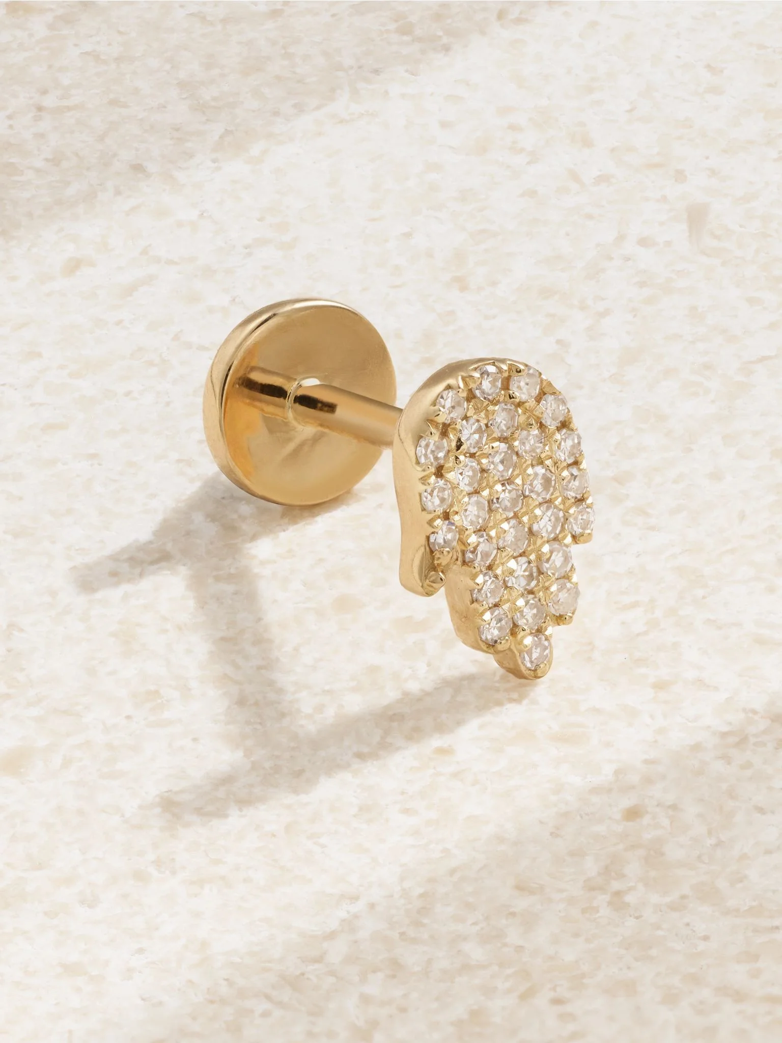 Hand of Fatima 18-karat gold diamond single earring Gold - 1